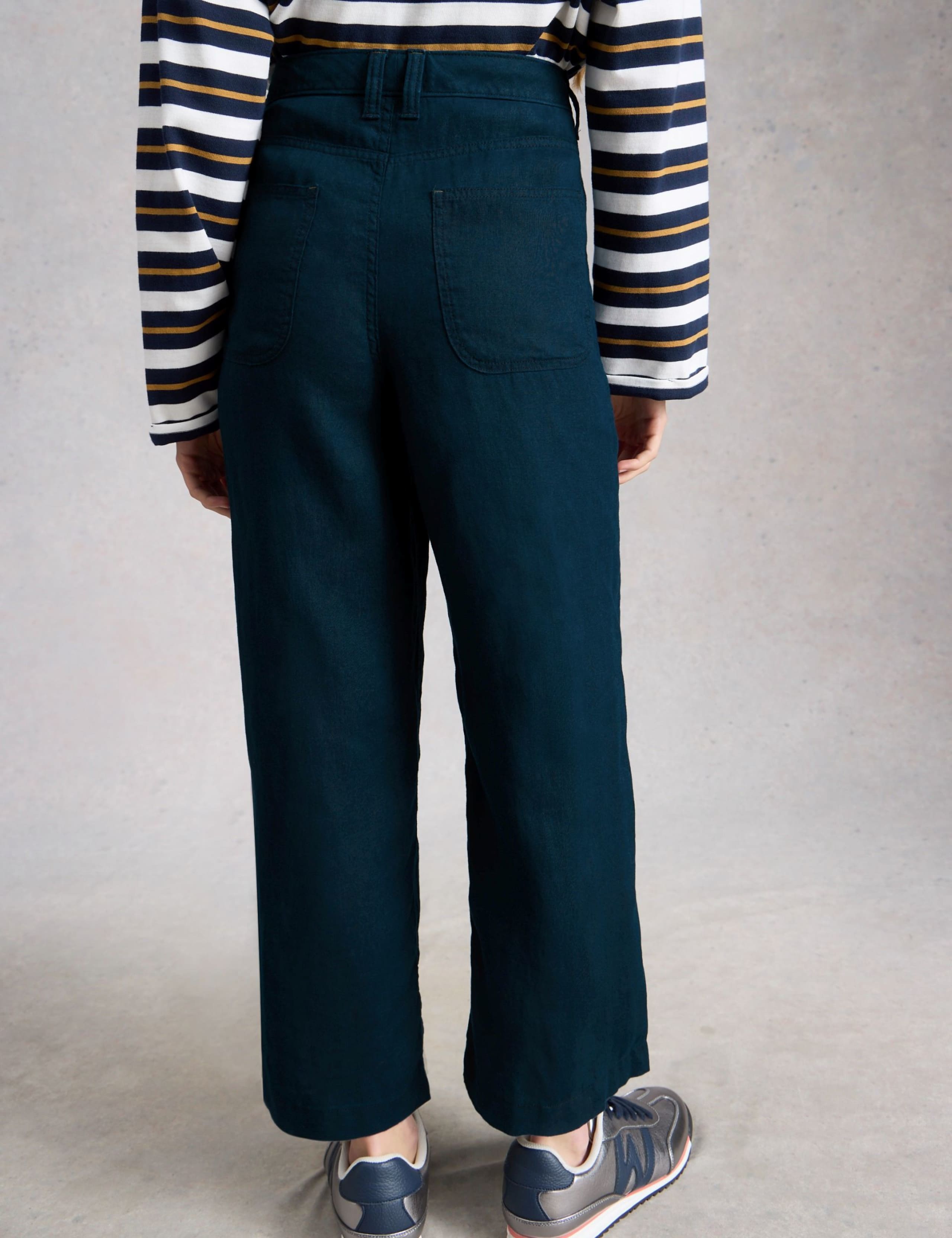 Pure Linen Wide Leg Cropped Trousers 3 of 6