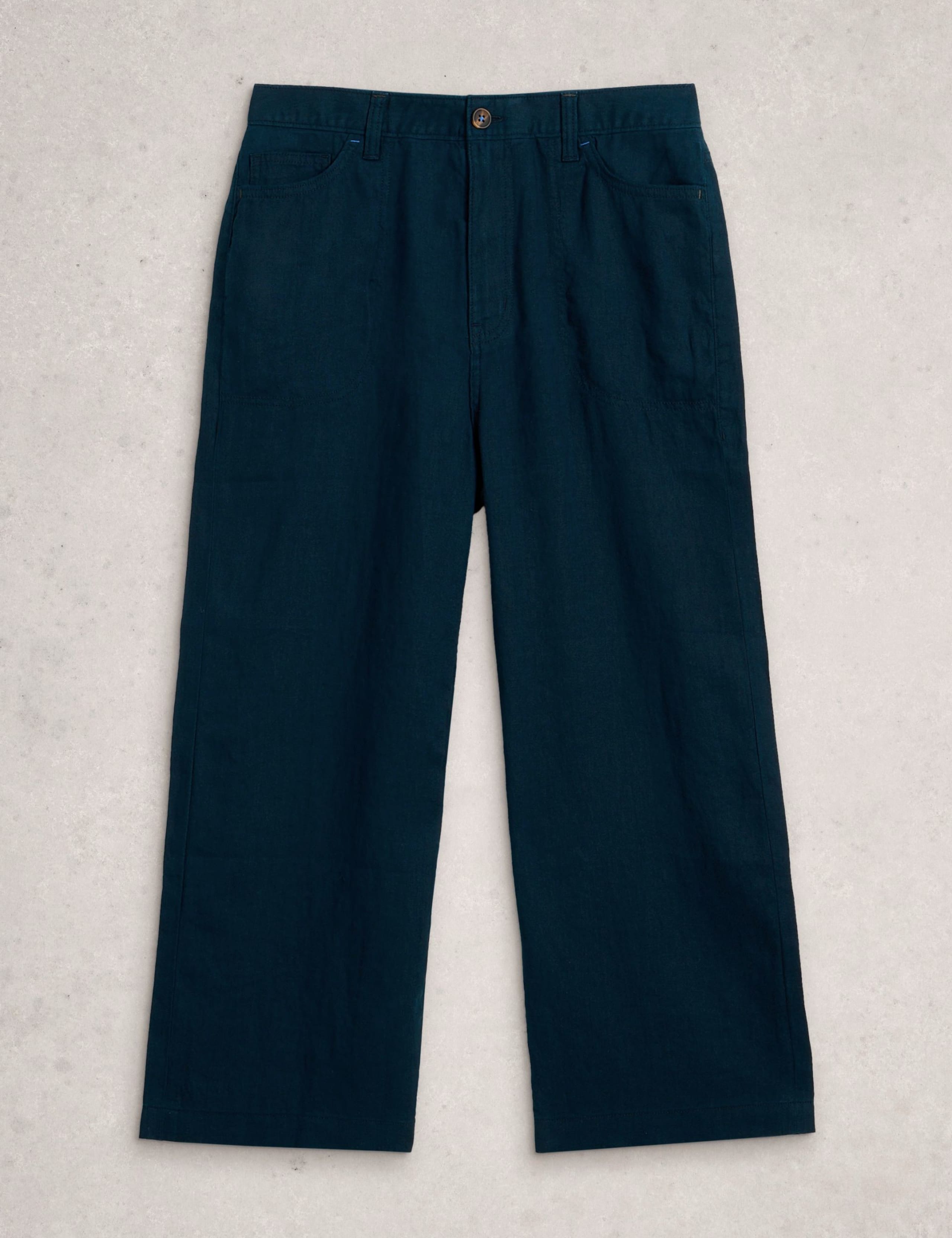 Pure Linen Wide Leg Cropped Trousers 2 of 6