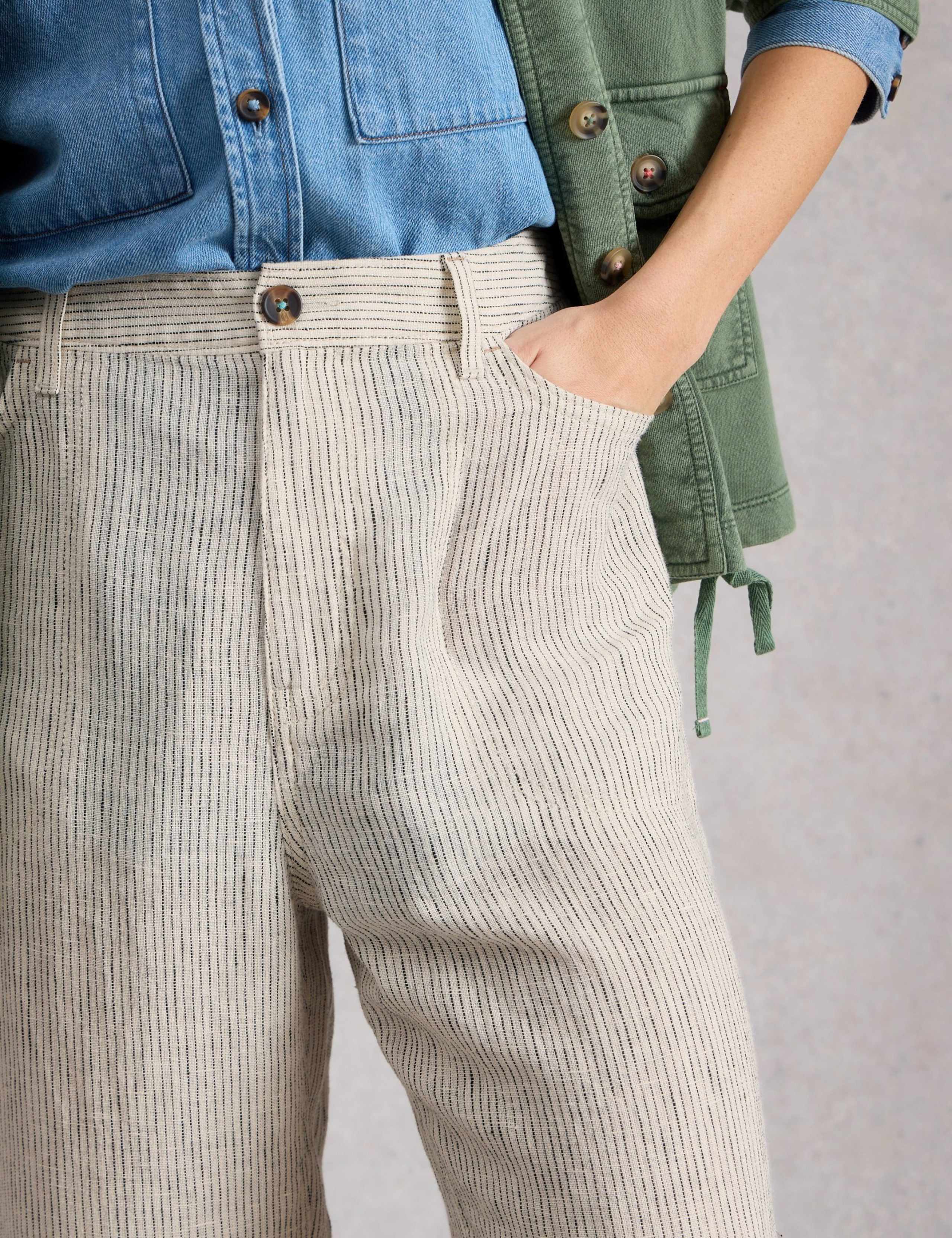 Pure Linen Wide Leg Cropped Trousers 5 of 6