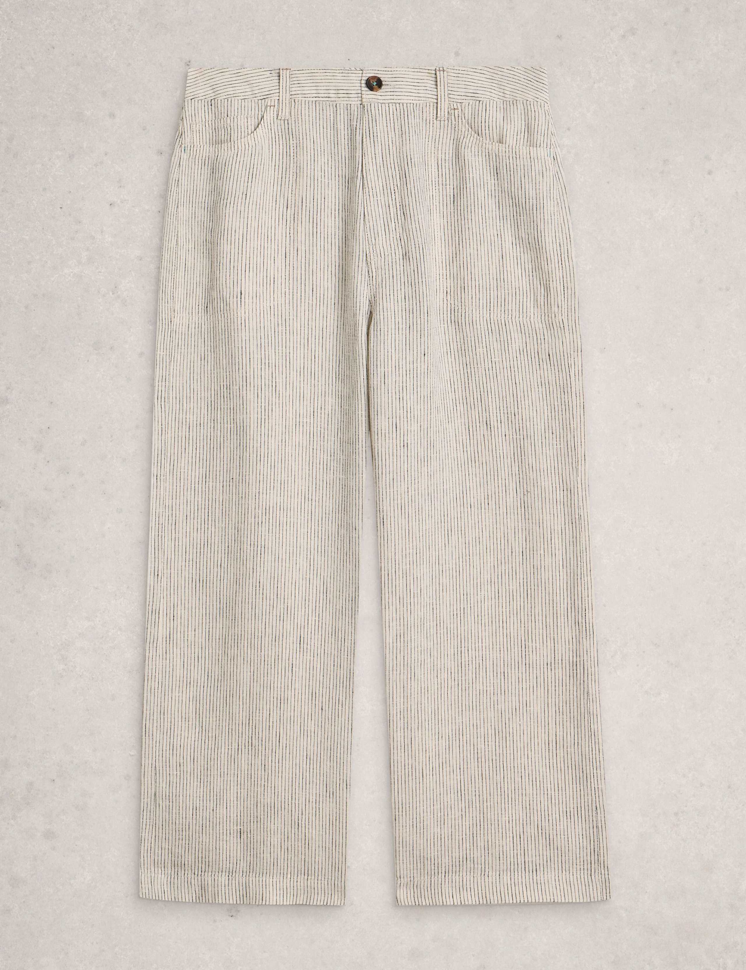 Pure Linen Wide Leg Cropped Trousers 2 of 6