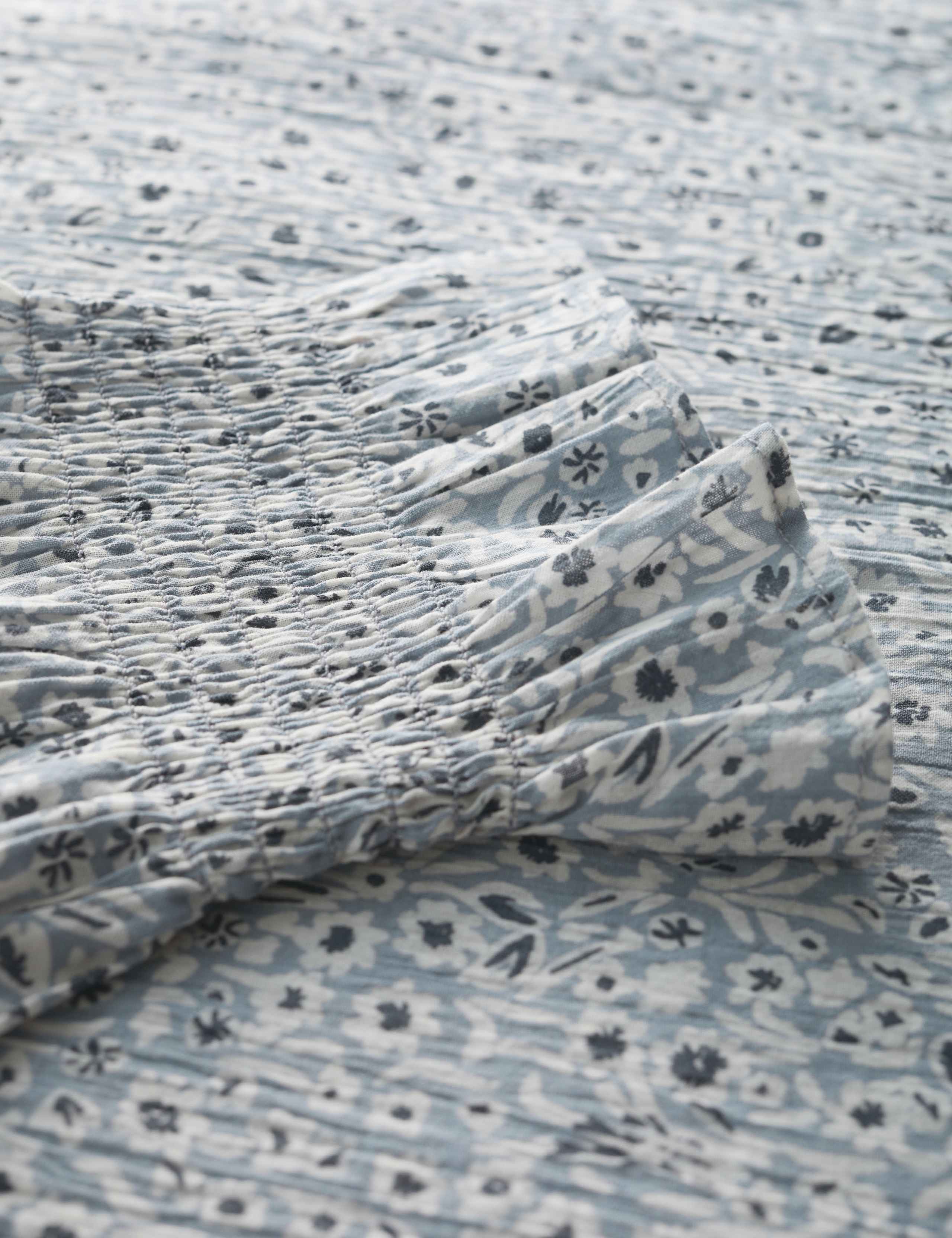 Pure Cotton Floral Tie Neck Popover Blouse 5 of 5