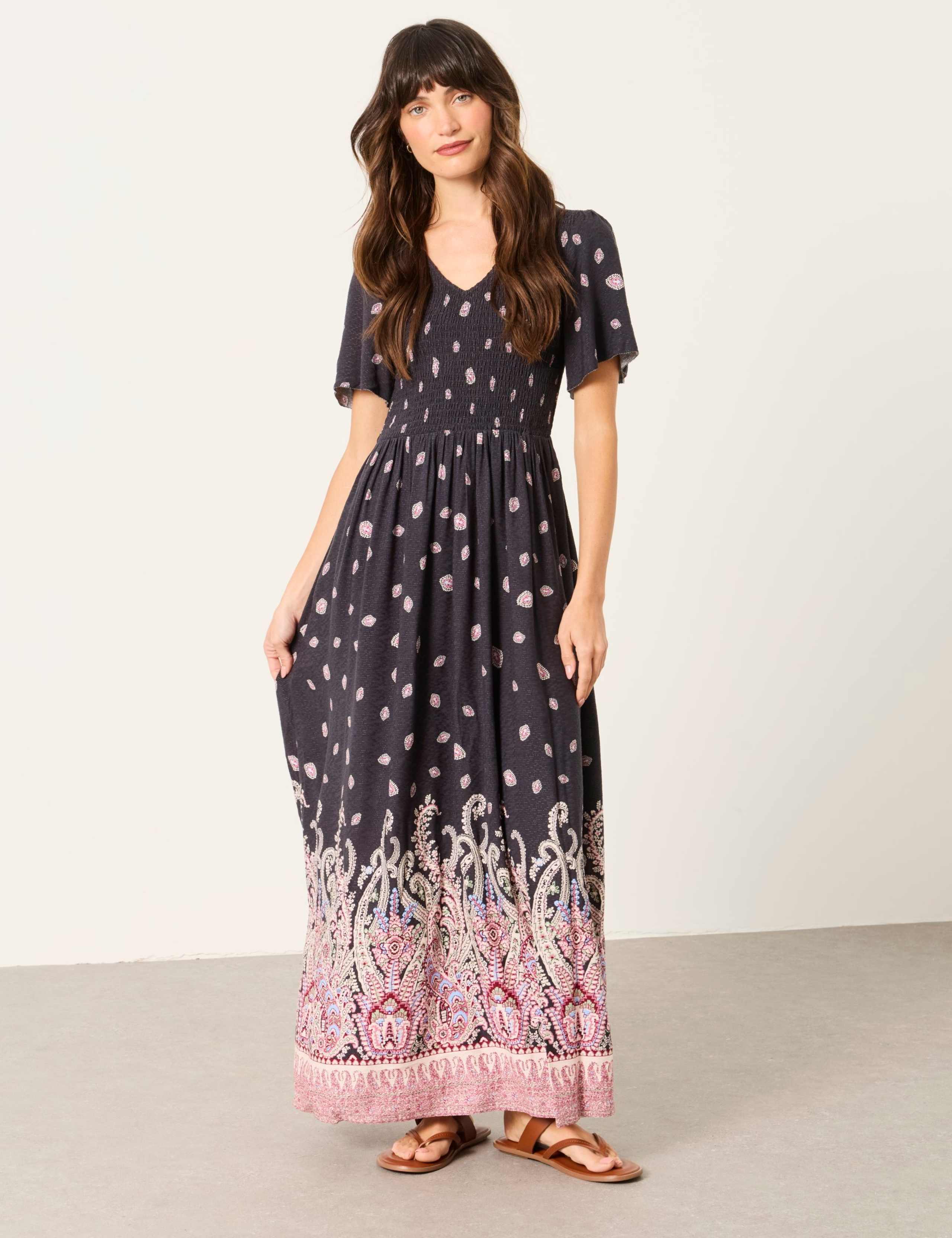 Paisley V-Neck Midi Waisted Dress 4 of 7