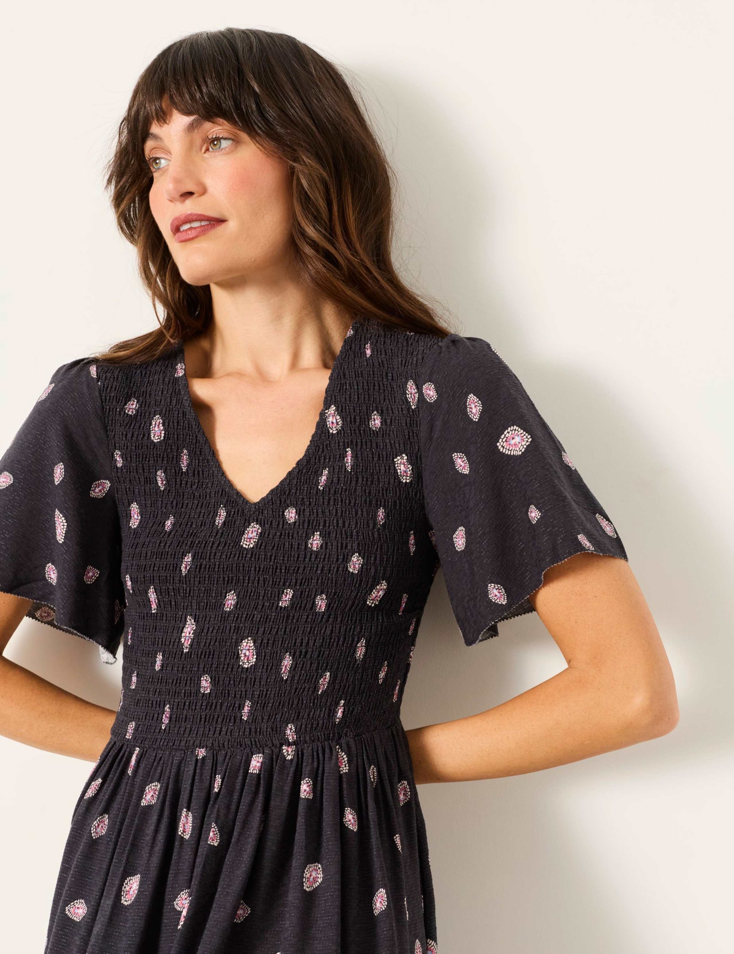 Paisley V-Neck Midi Waisted Dress 5 of 7