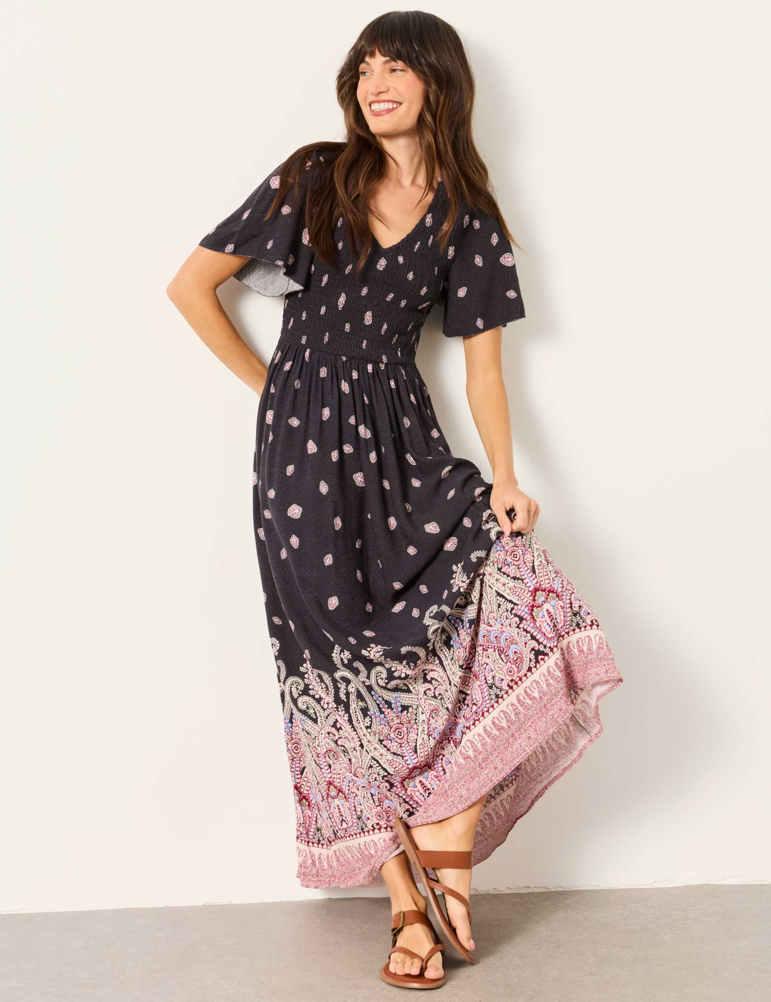 Paisley V-Neck Midi Waisted Dress 7 of 7