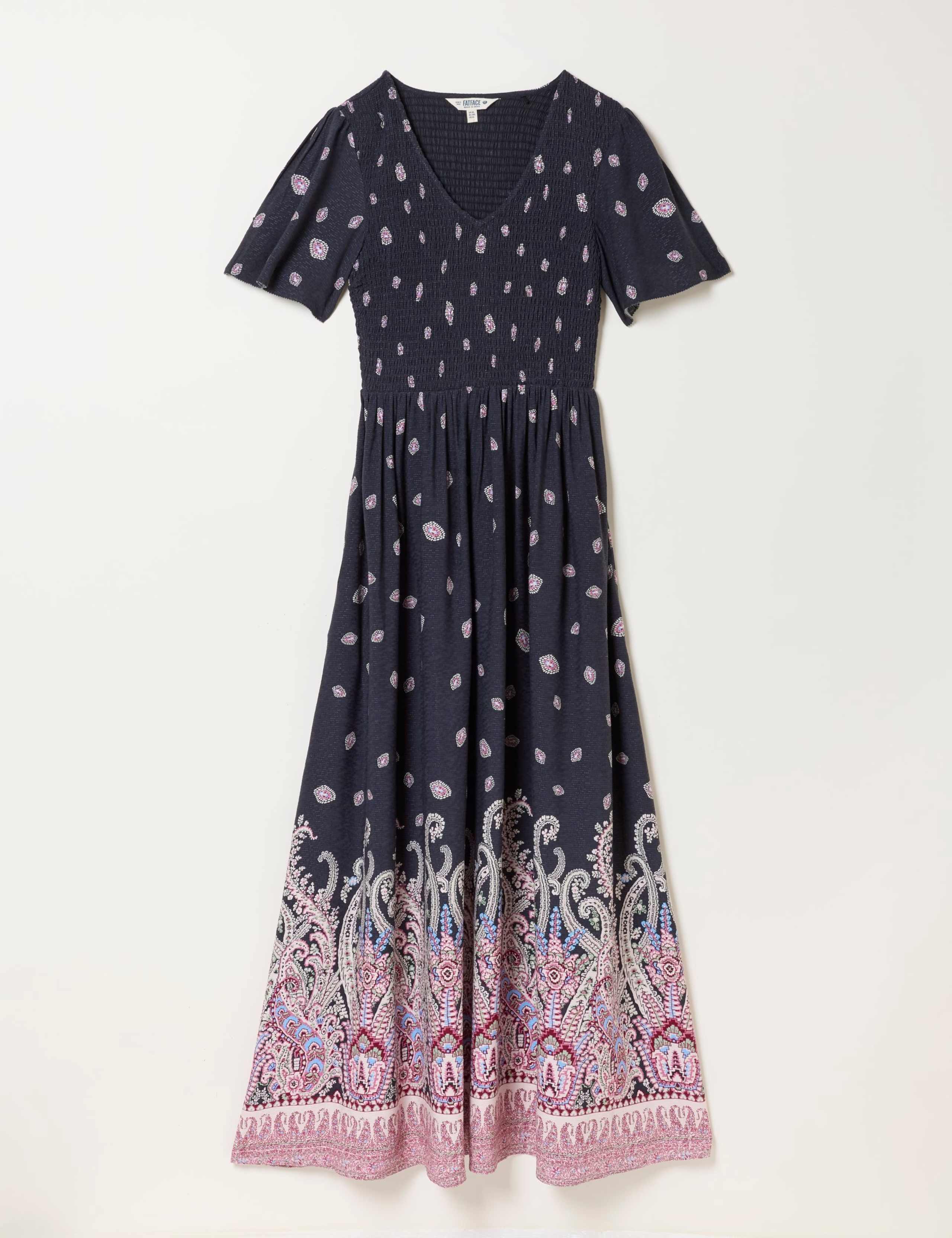 Paisley V-Neck Midi Waisted Dress 2 of 7