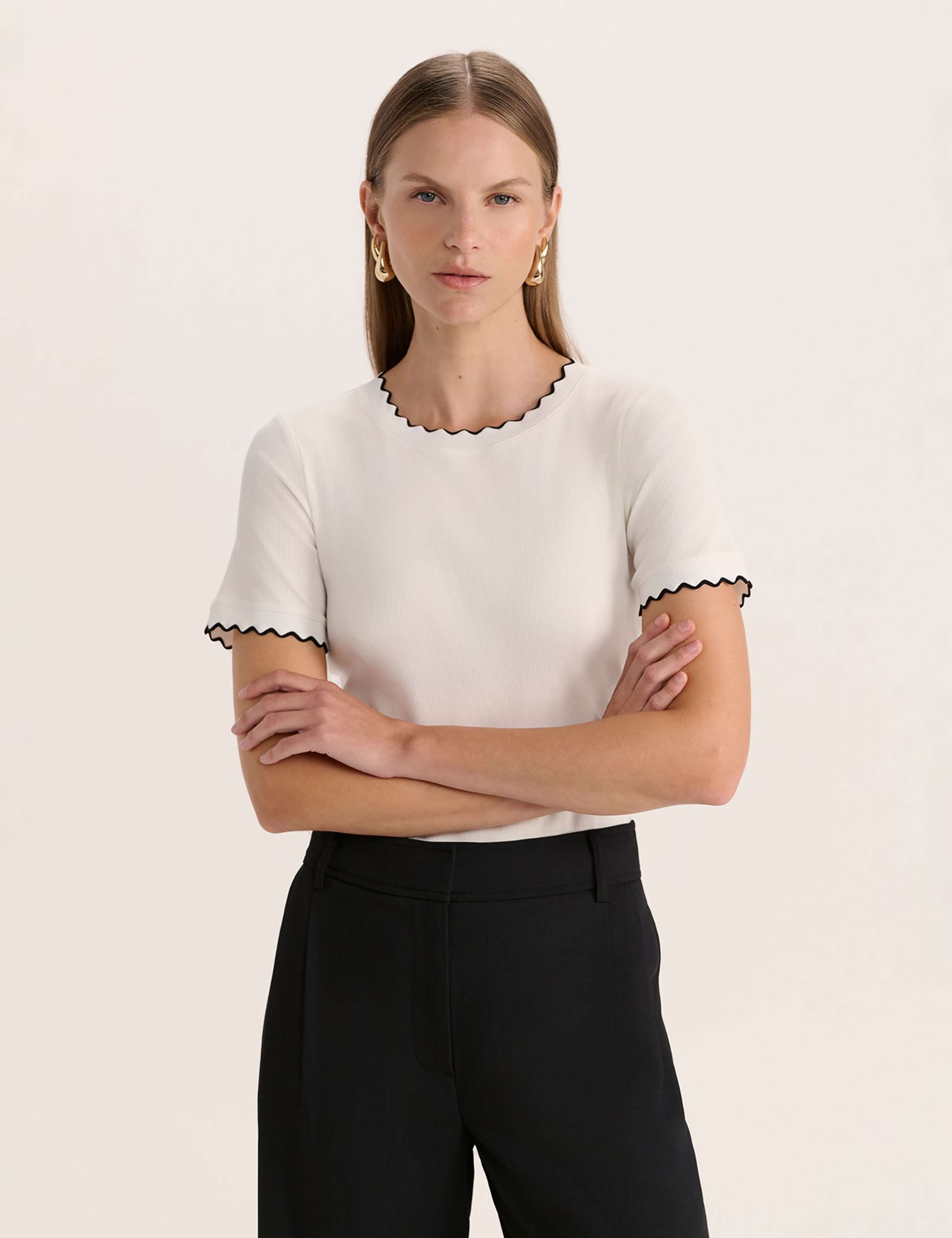 Cotton Blend Ribbed T-Shirt 2 of 6