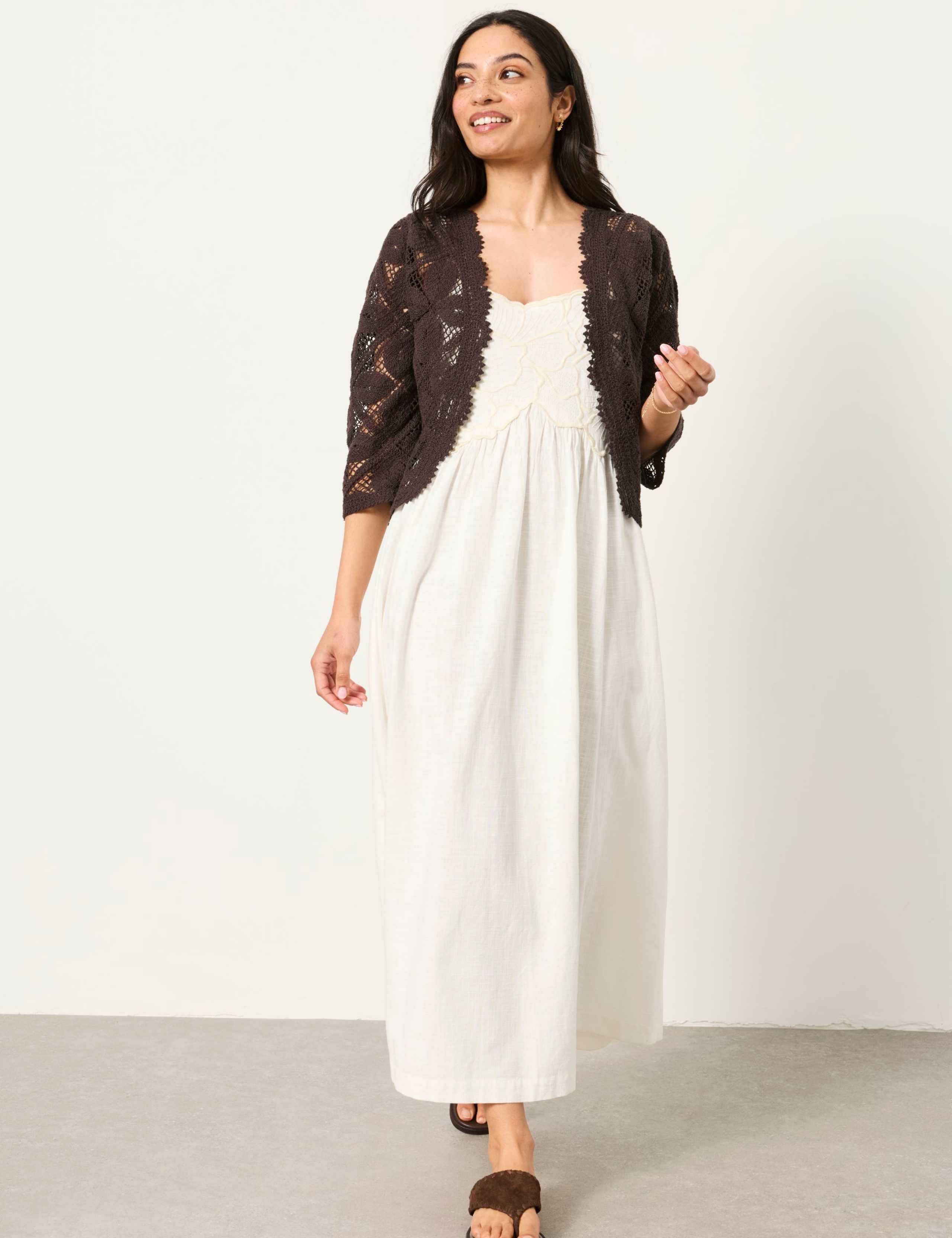 Pure Cotton Embroidered Edge to Edge Cardigan 4 of 7