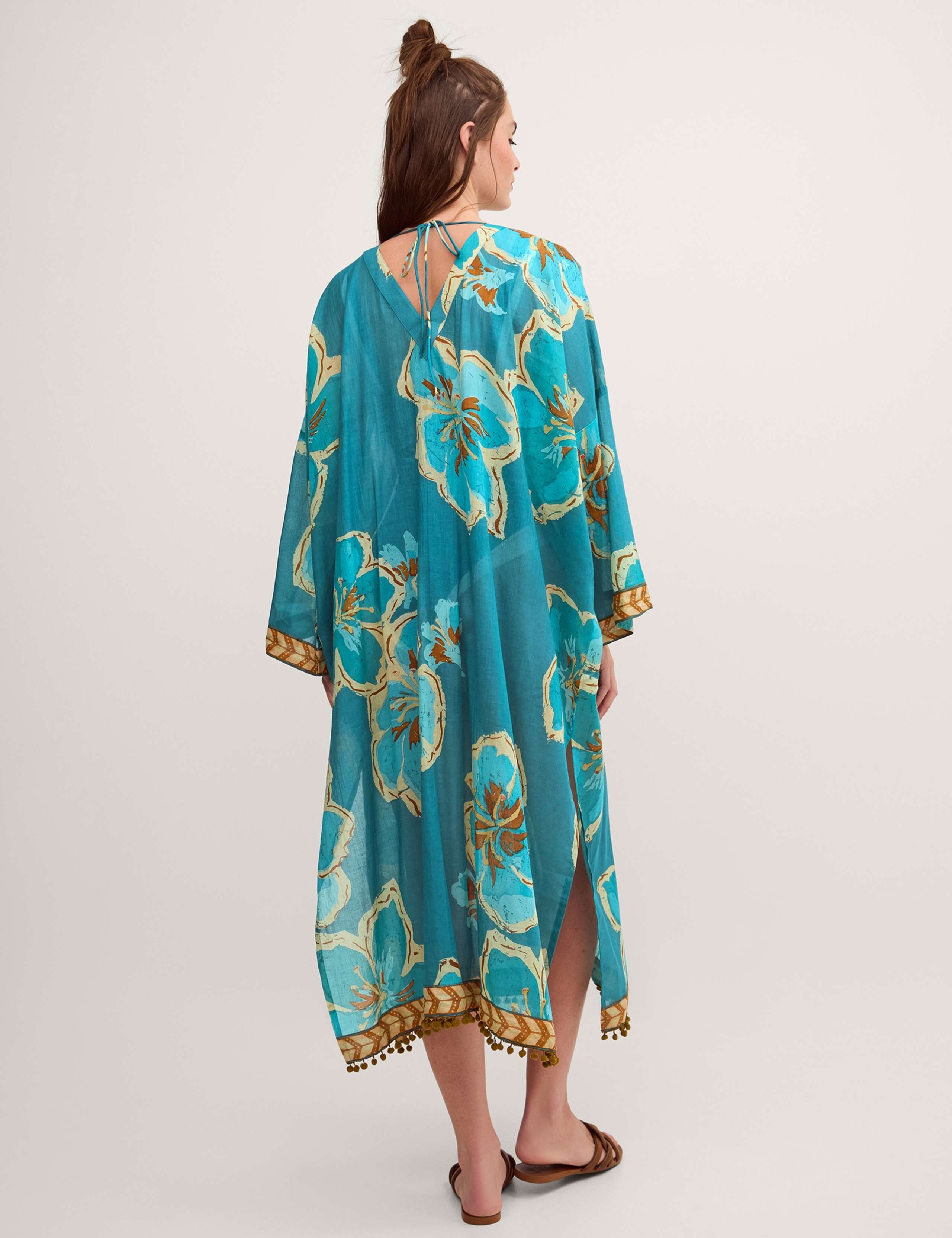 Pure Cotton Floral Beach Cover Up Kaftan 4 of 4