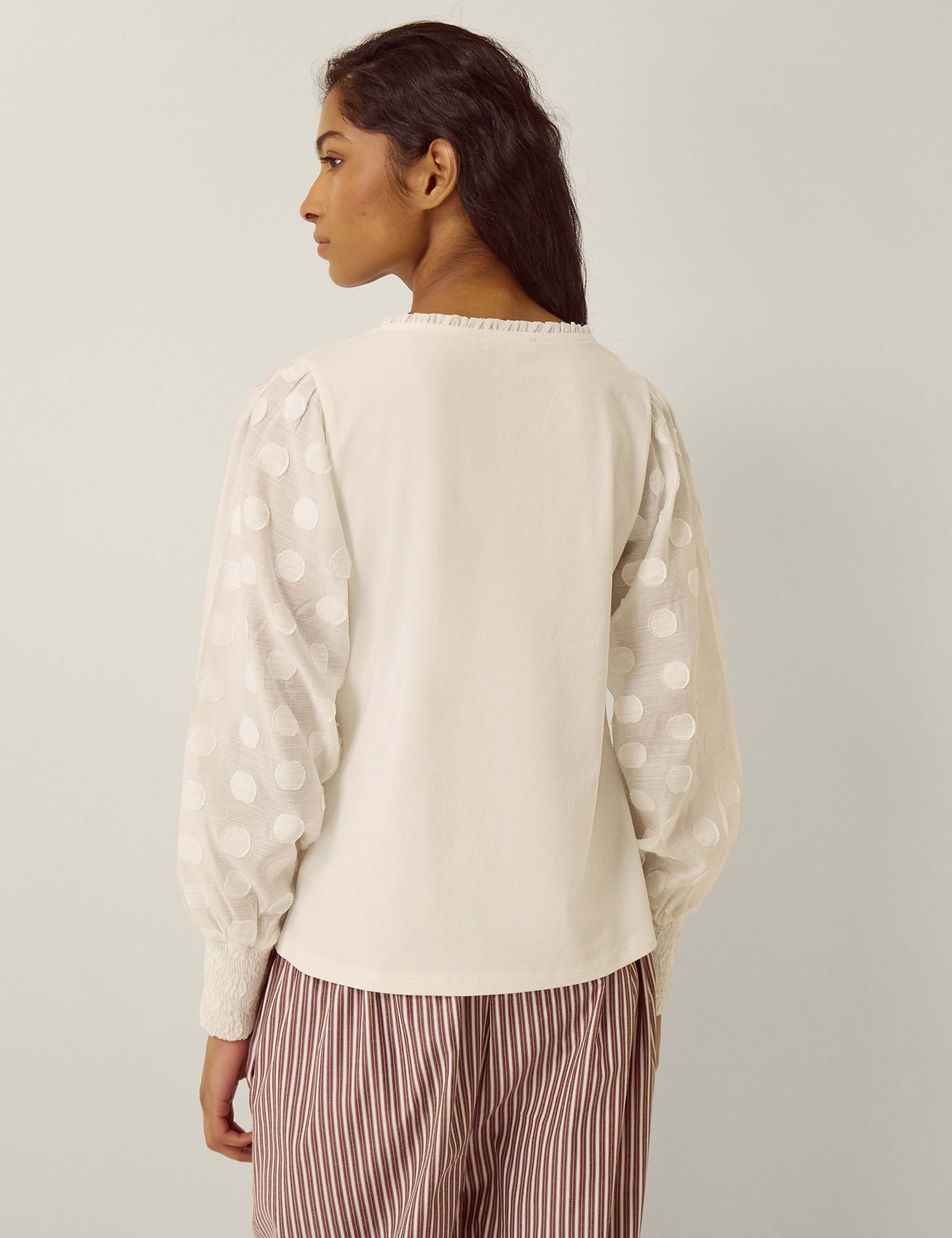 Cotton Rich V-Neck Blouse 3 of 4