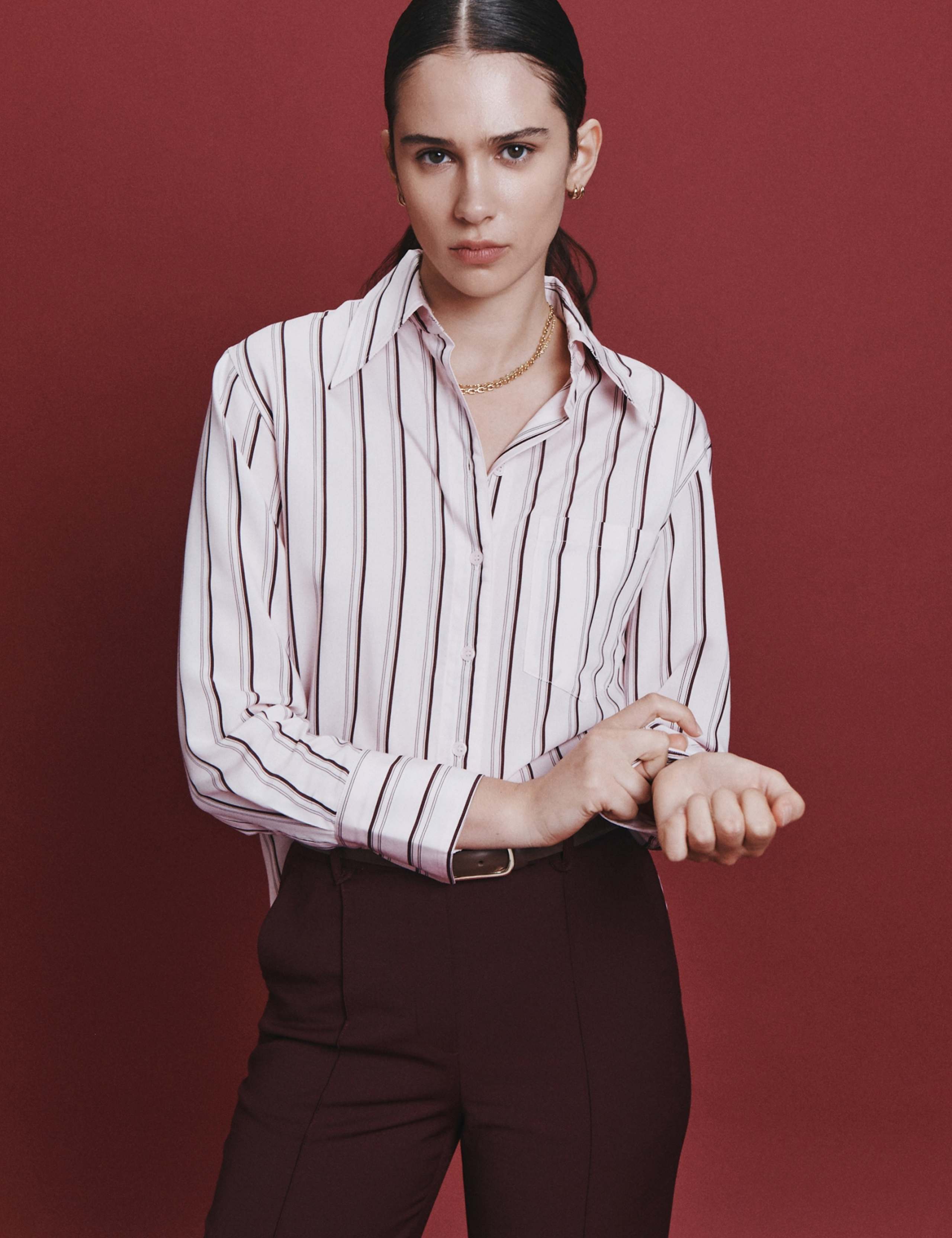 Striped Collared Long Sleeve Shirt 1 of 5