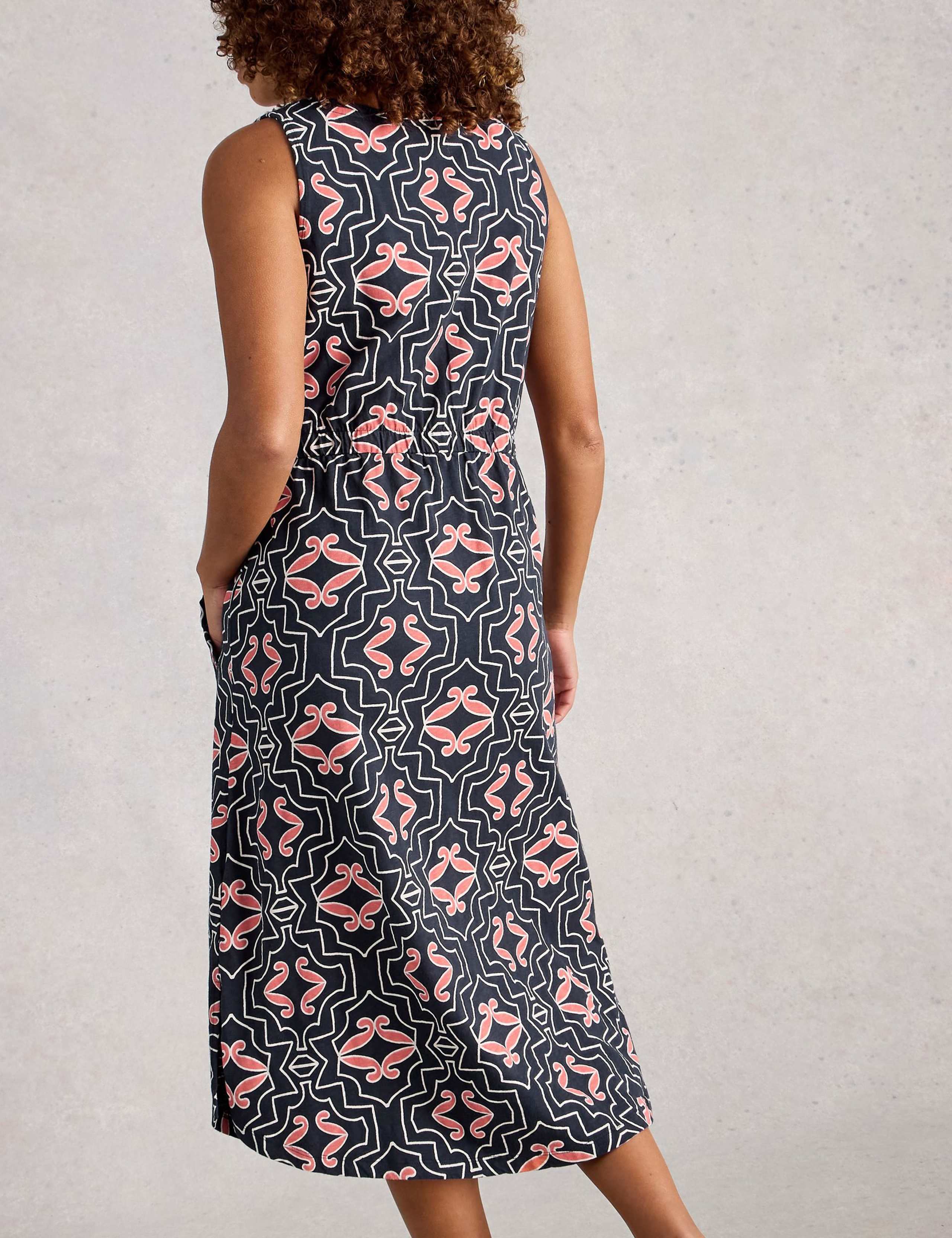 Jersey Printed V-Neck Midi Tea Dress 4 of 6