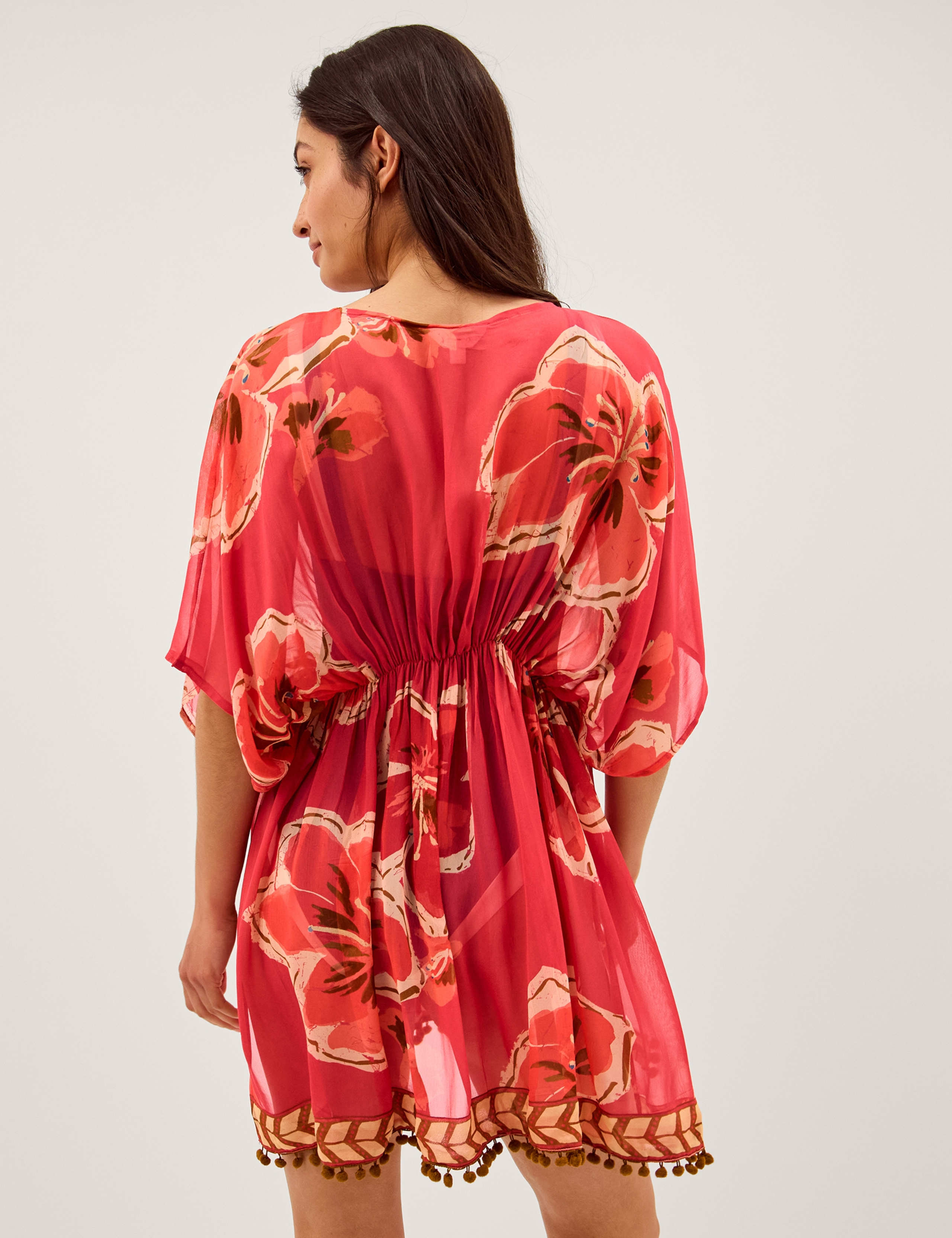 Floral Waisted Mini Beach Cover Up Kaftan 4 of 4