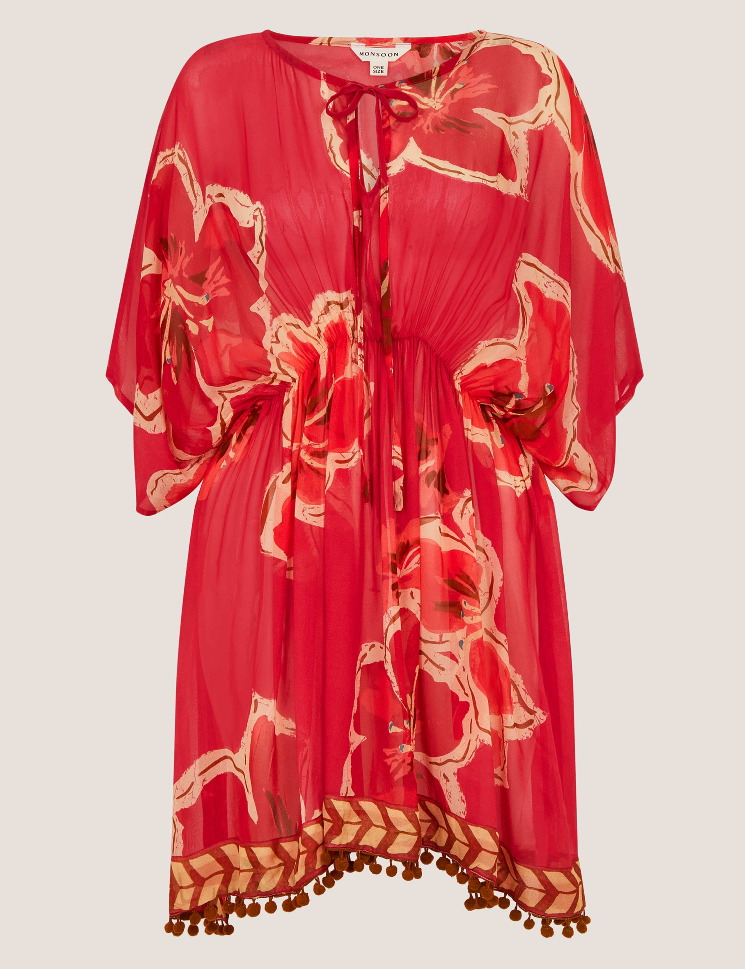 Floral Waisted Mini Beach Cover Up Kaftan 2 of 4