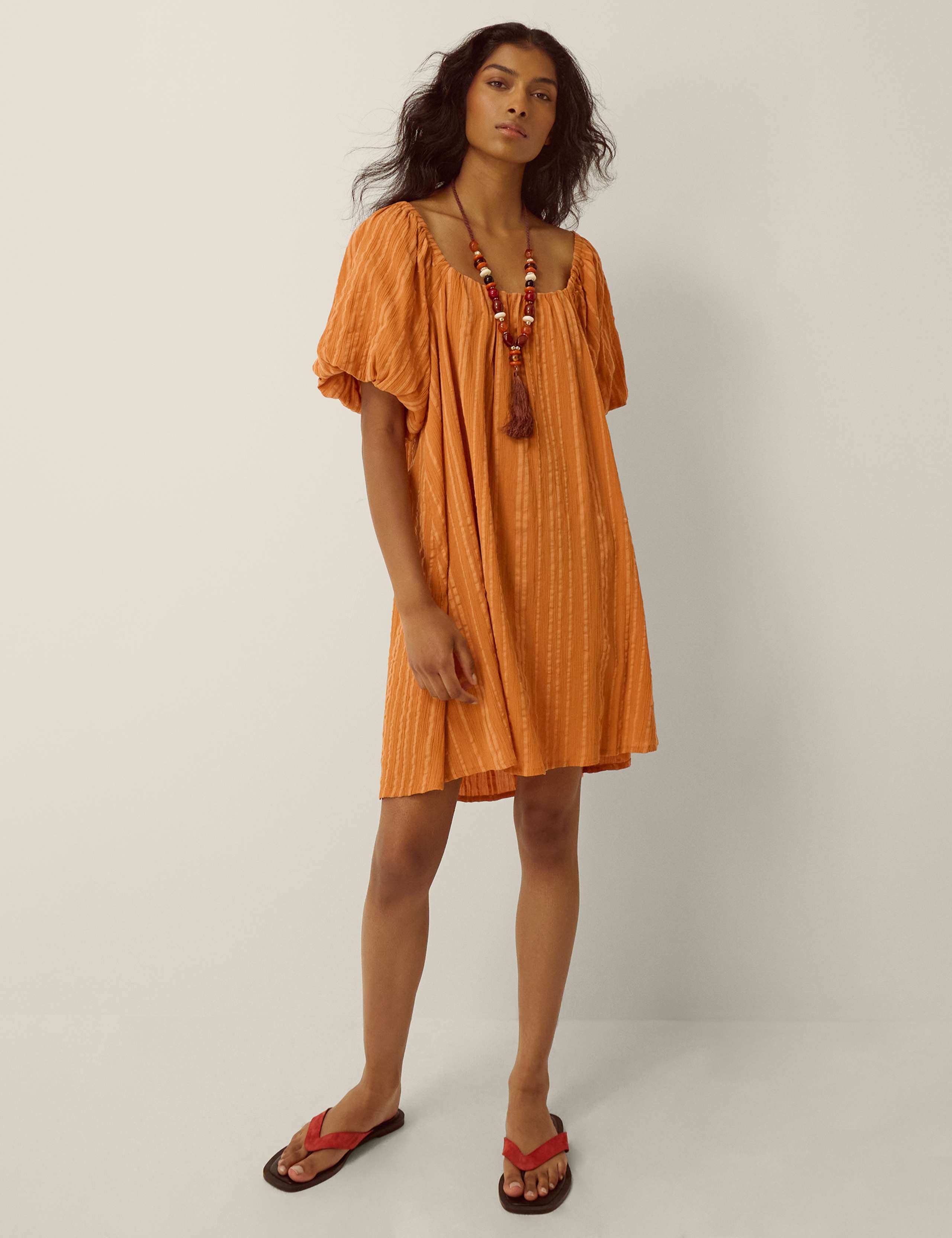 Pure Cotton Scoop Neck Midi Smock Dress 2 of 4