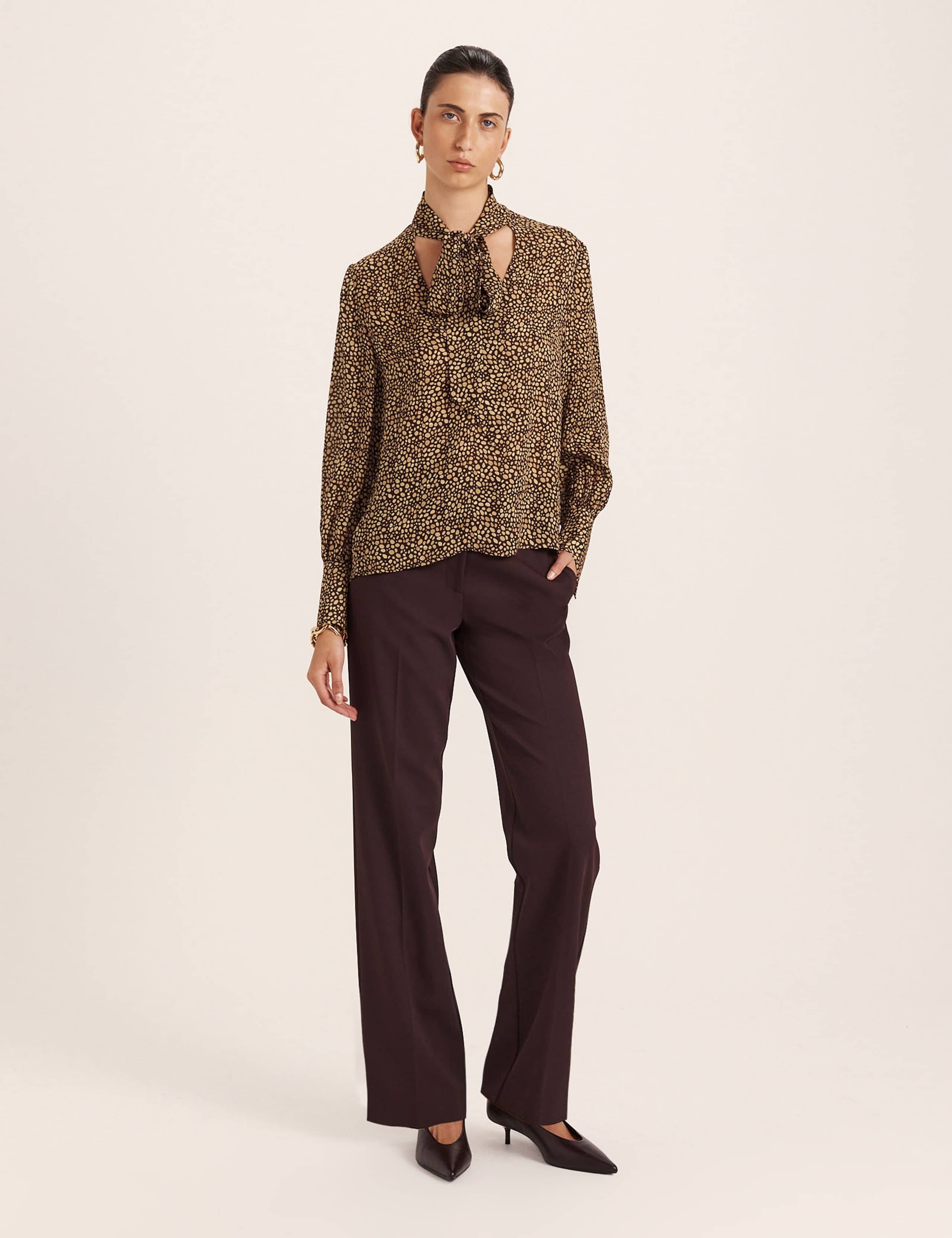 Pure Silk Printed Tie Neck Blouse 3 of 4