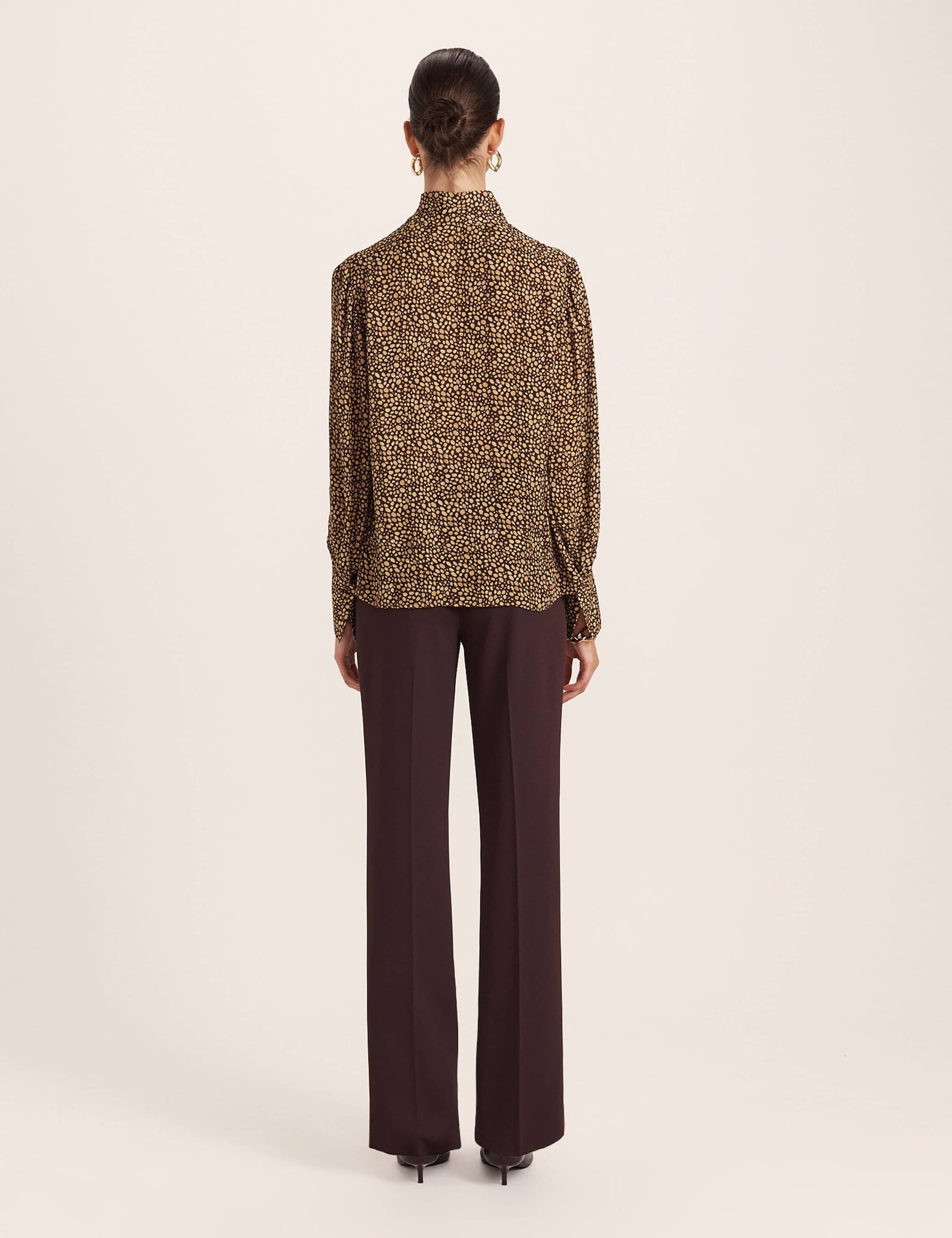Pure Silk Printed Tie Neck Blouse 4 of 4