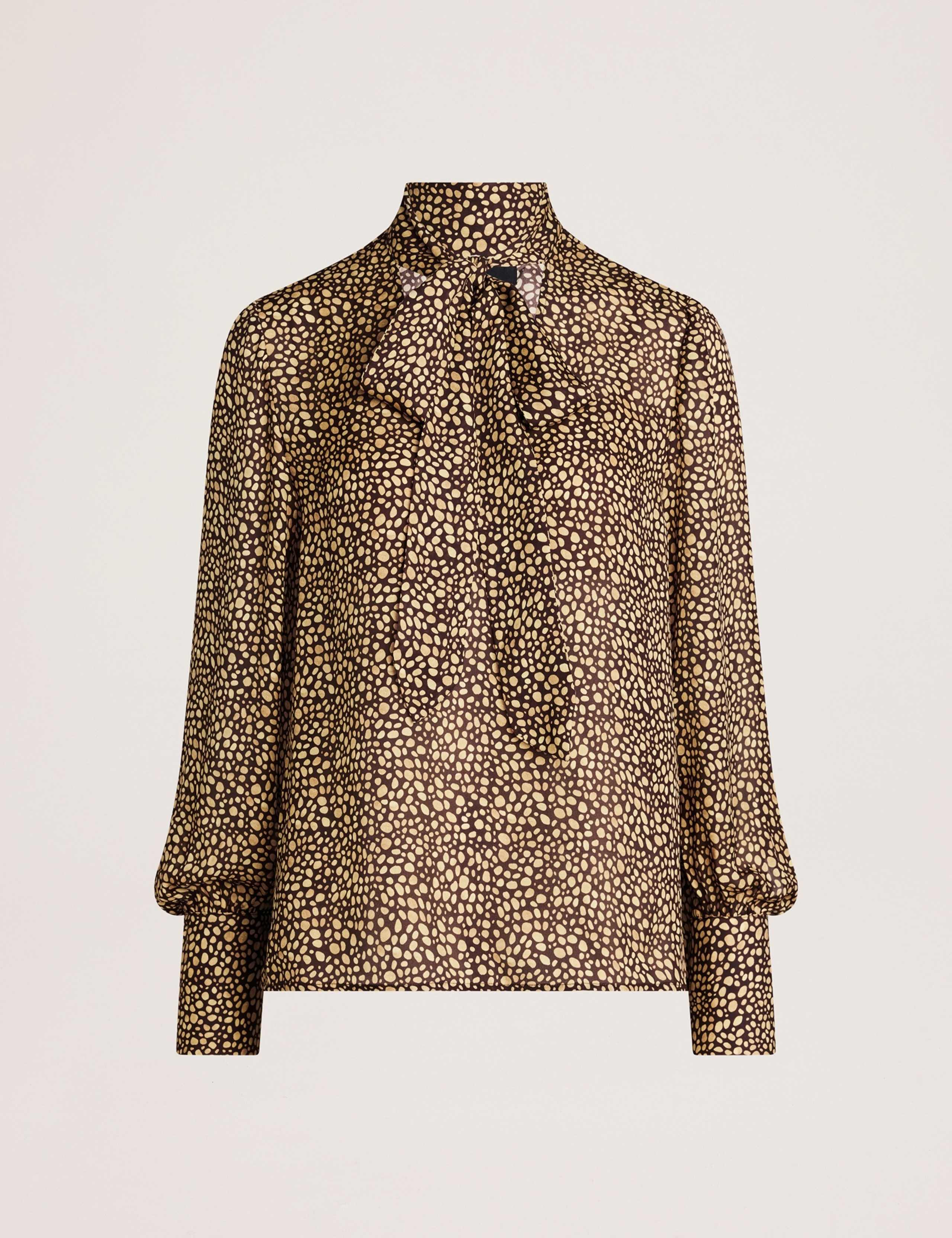 Pure Silk Printed Tie Neck Blouse 2 of 4