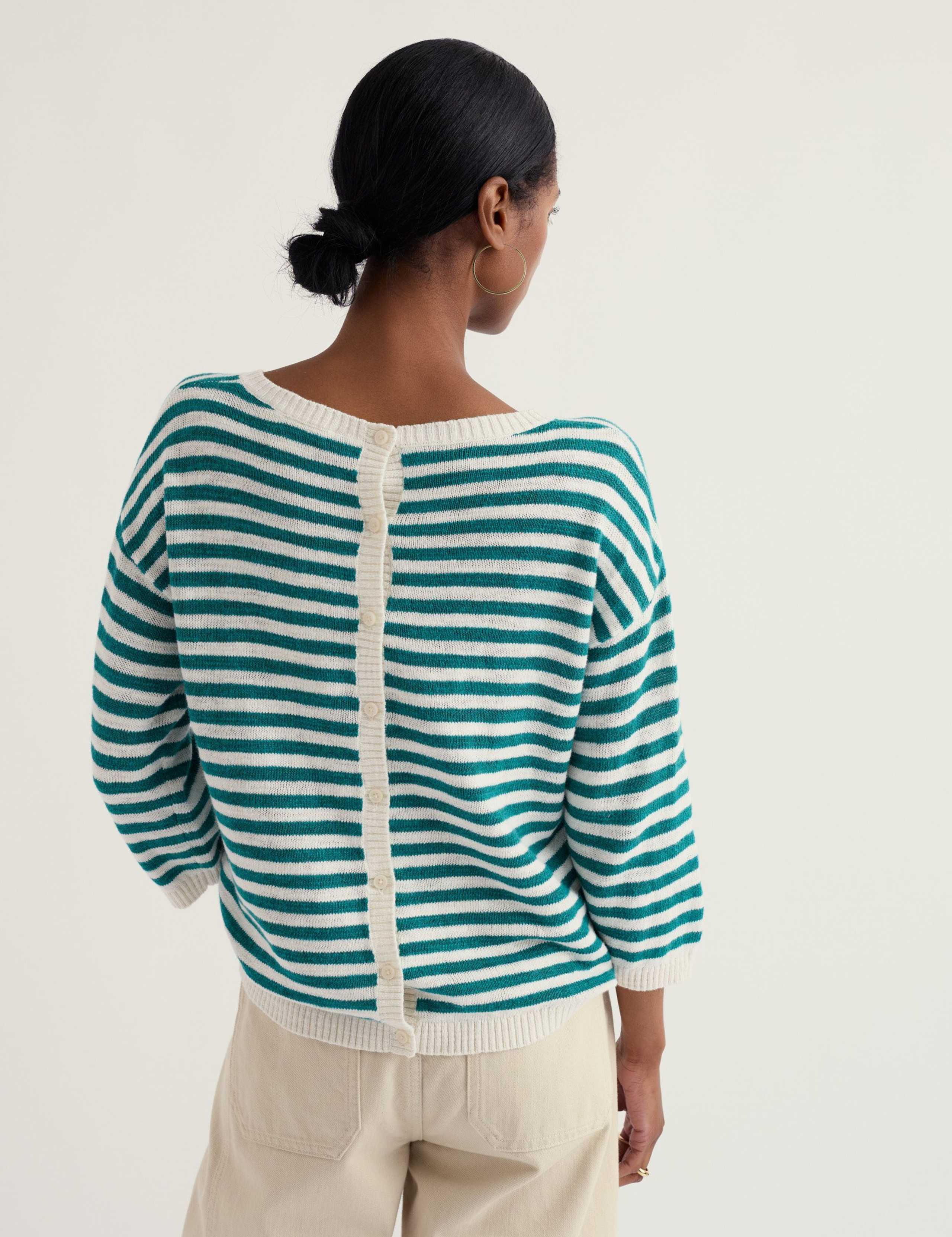 Cotton Rich Striped Jumper With Linen 4 of 5