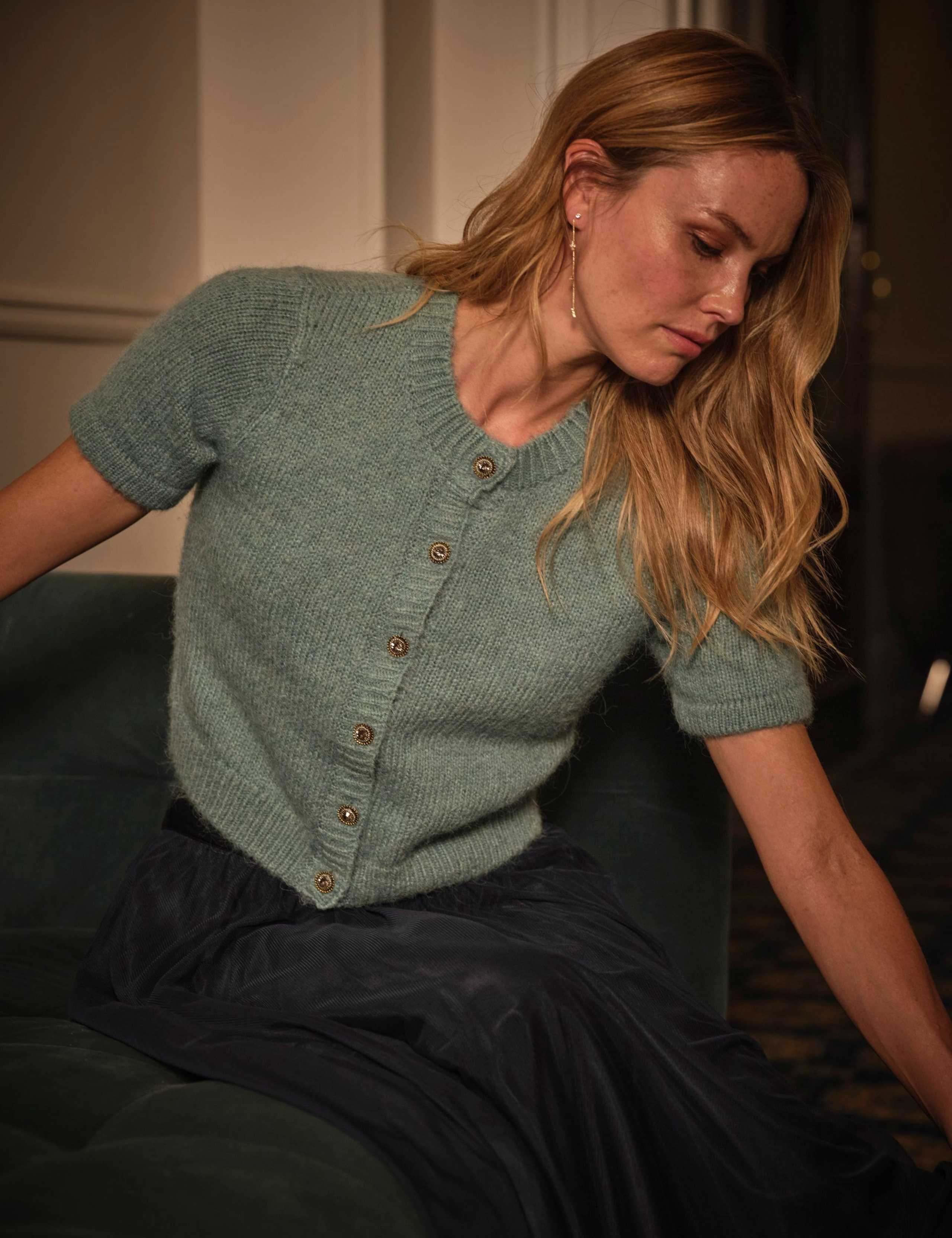 Textured Crew Neck Cardigan with Alpaca 4 of 6