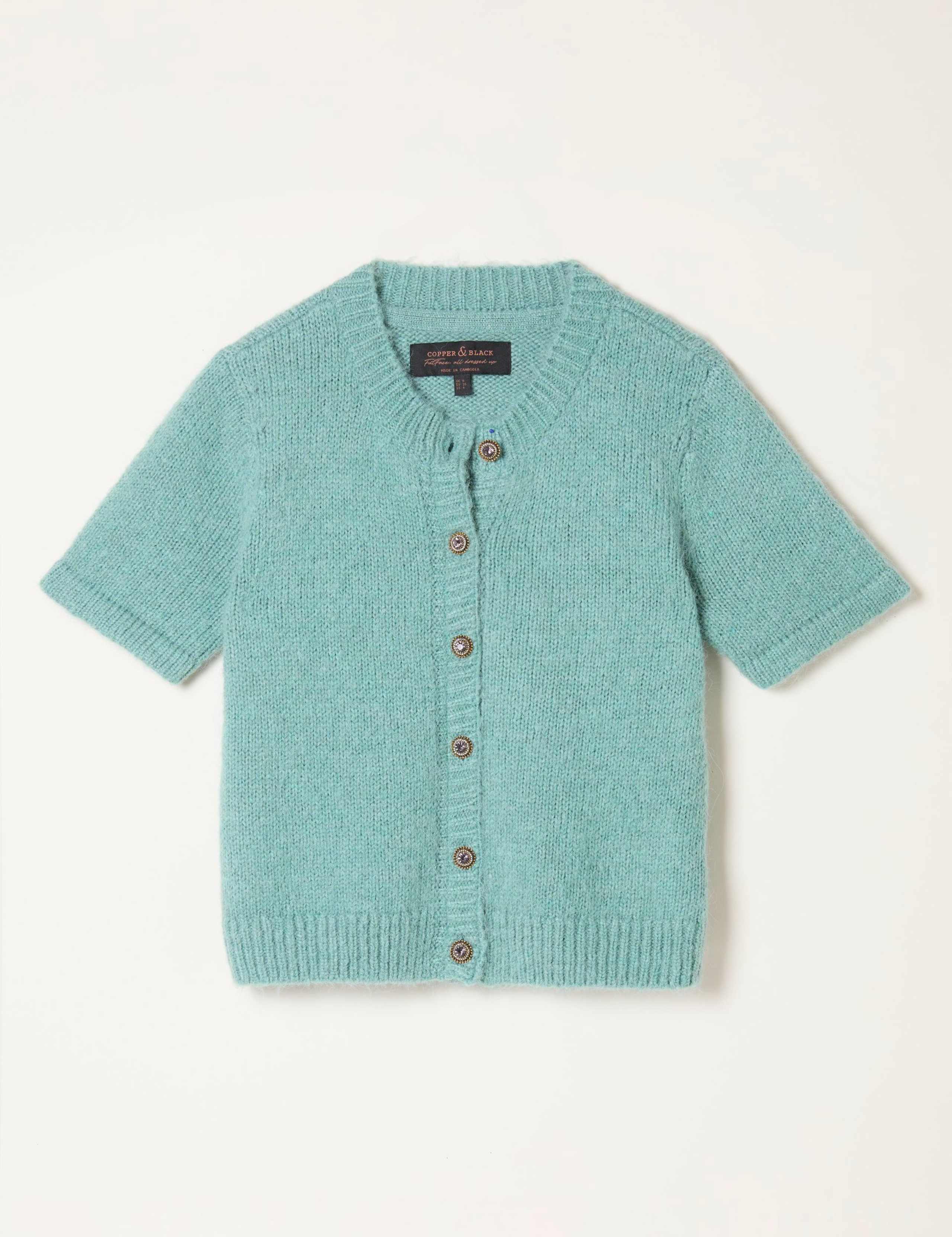 Textured Crew Neck Cardigan with Alpaca 2 of 6