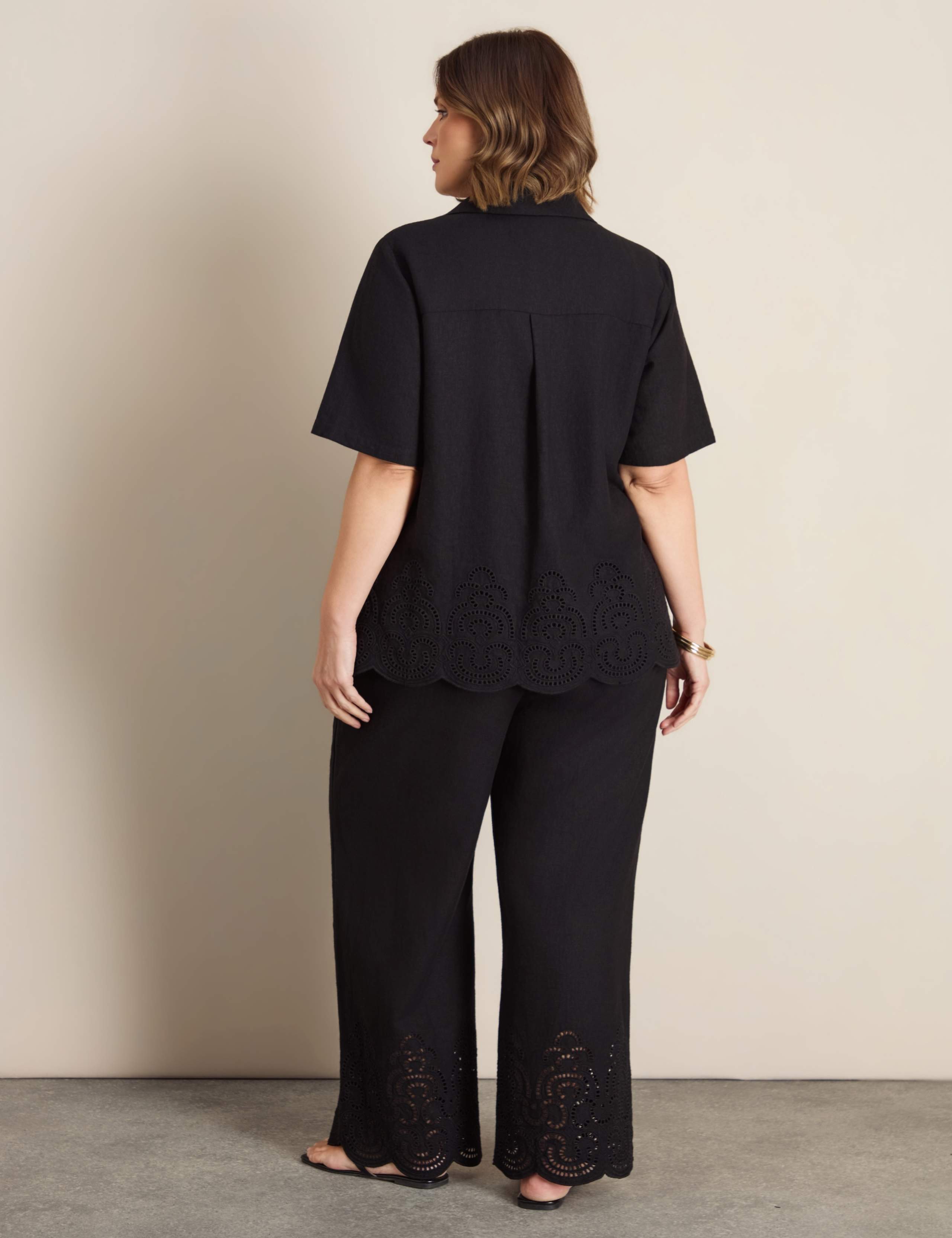 Linen Blend Broderie Button Through Shirt 6 of 6