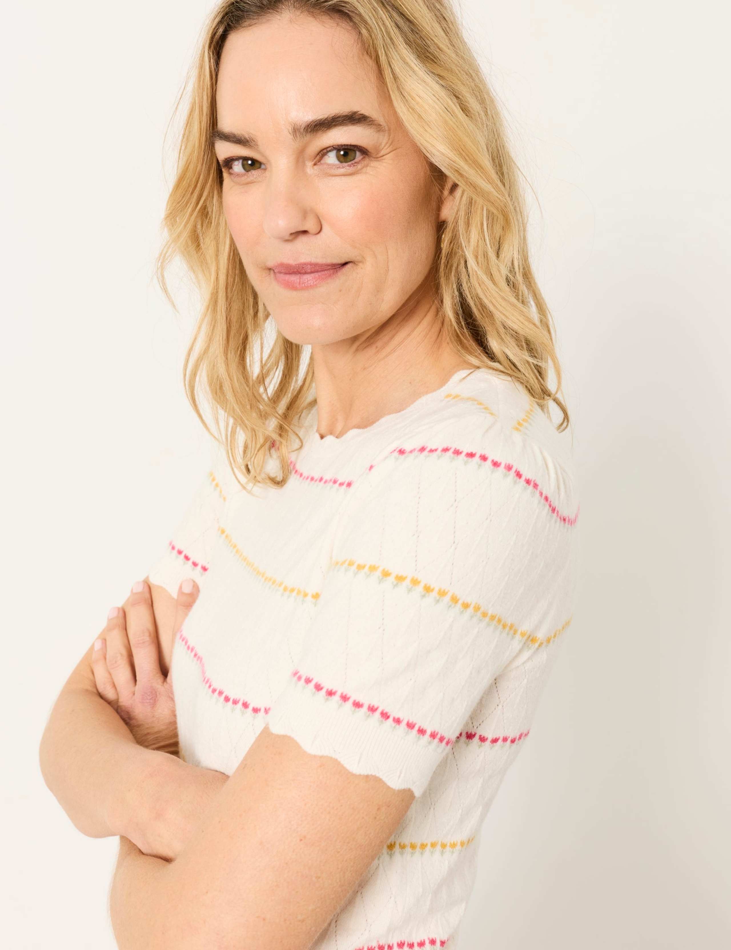 Cotton Blend Striped Knitted T-Shirt 5 of 5