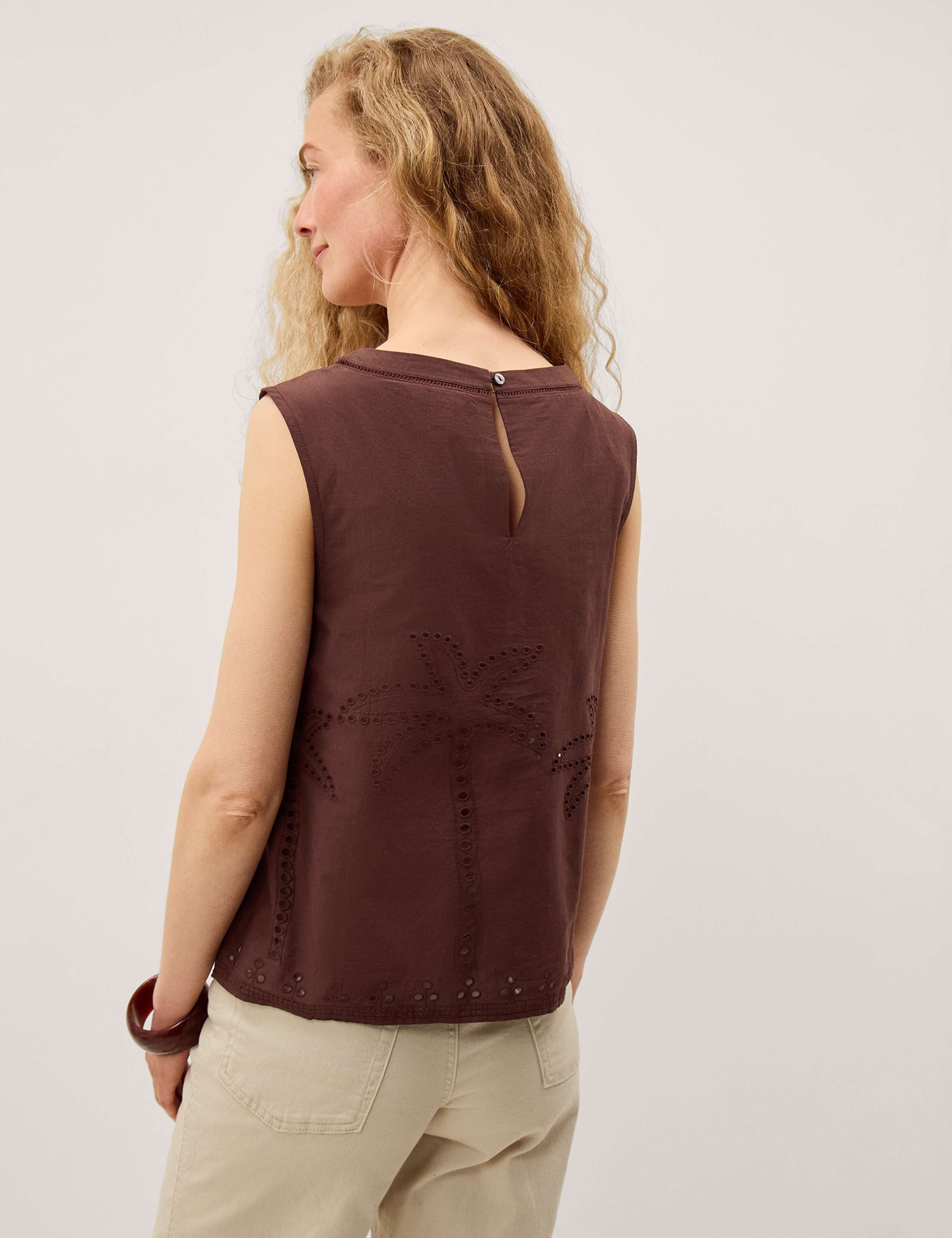 Pure Cotton Broderie Detail Vest 3 of 4