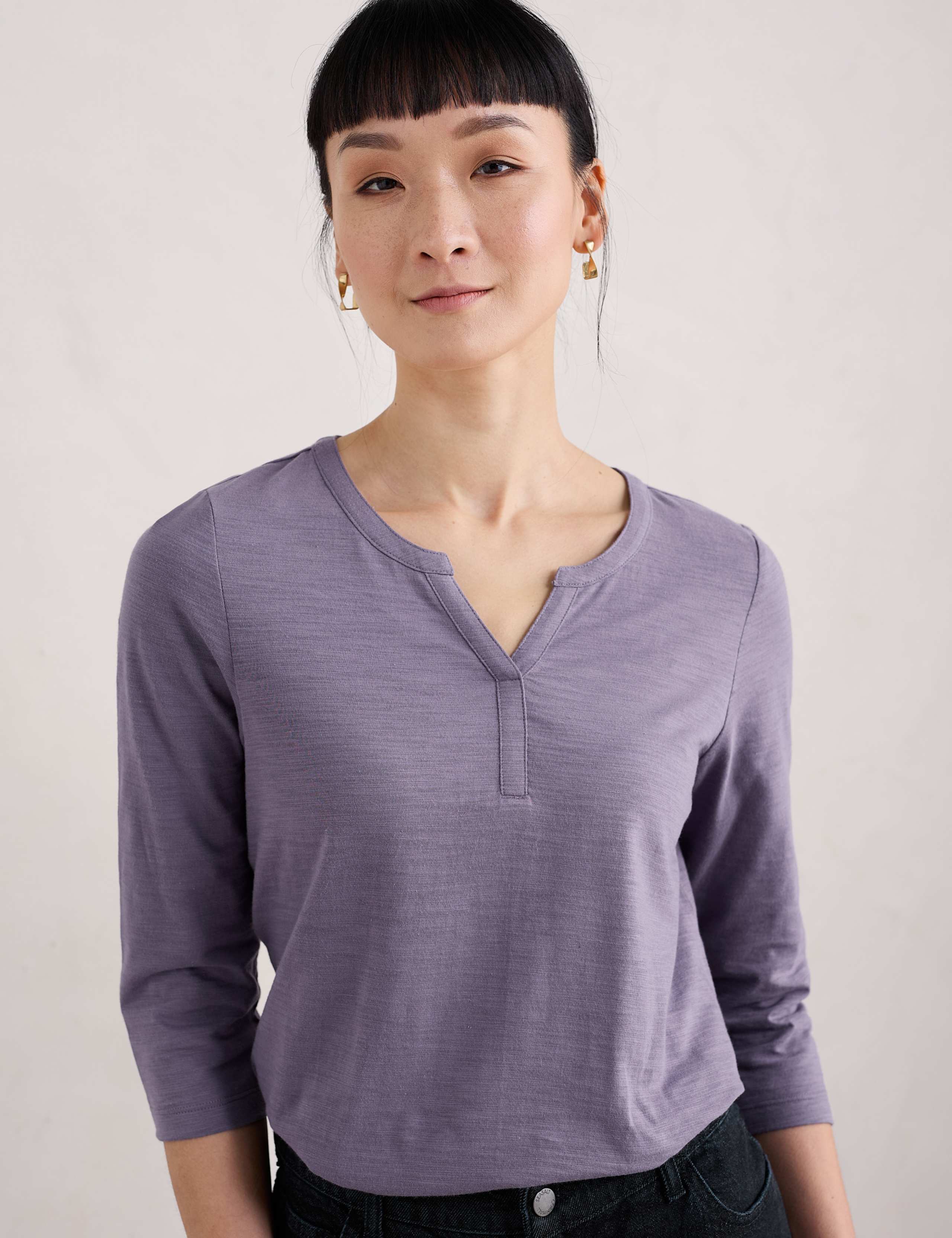 Pure Cotton Notch Neck Top 3 of 5