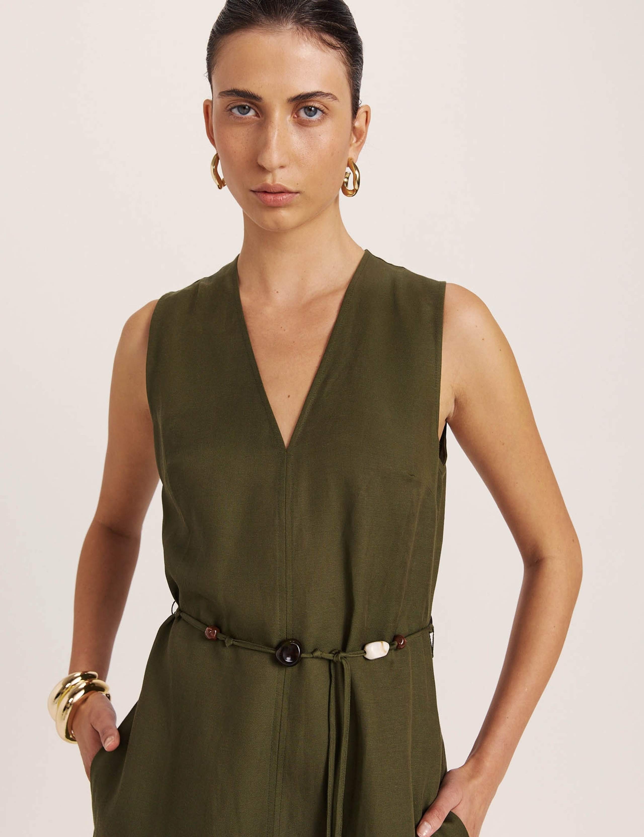 Sleeveless V Neck Midi Dress 6 of 7