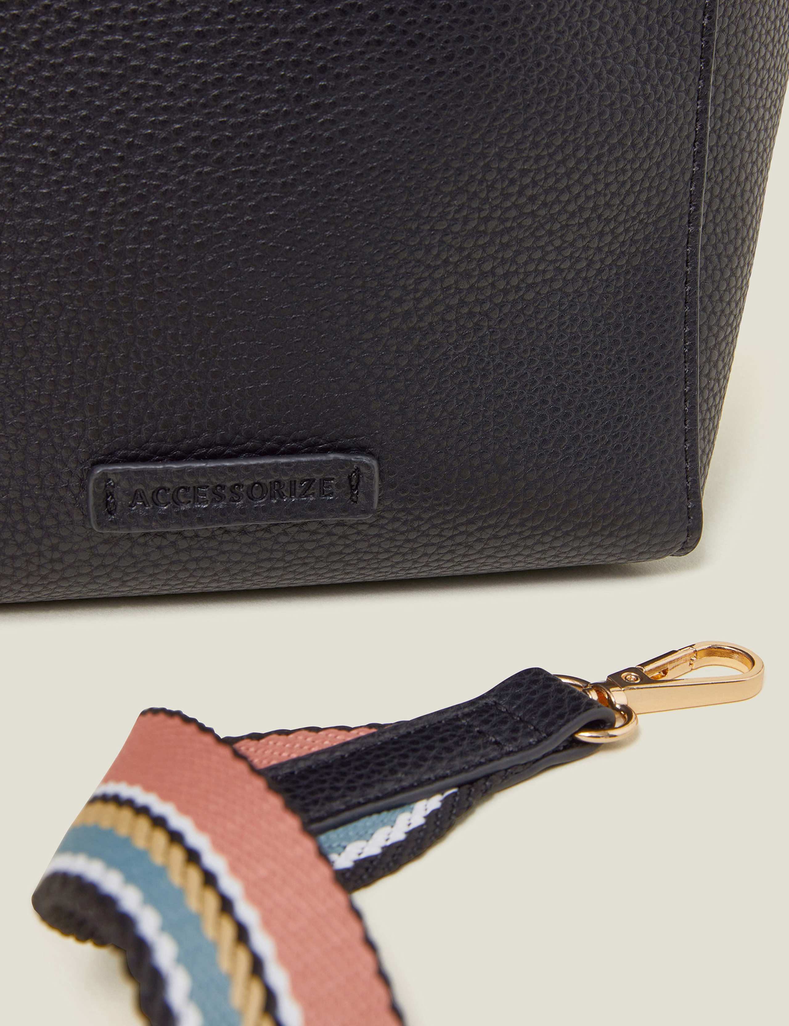Faux Leather Webbing Strap Bucket Bag 3 of 4