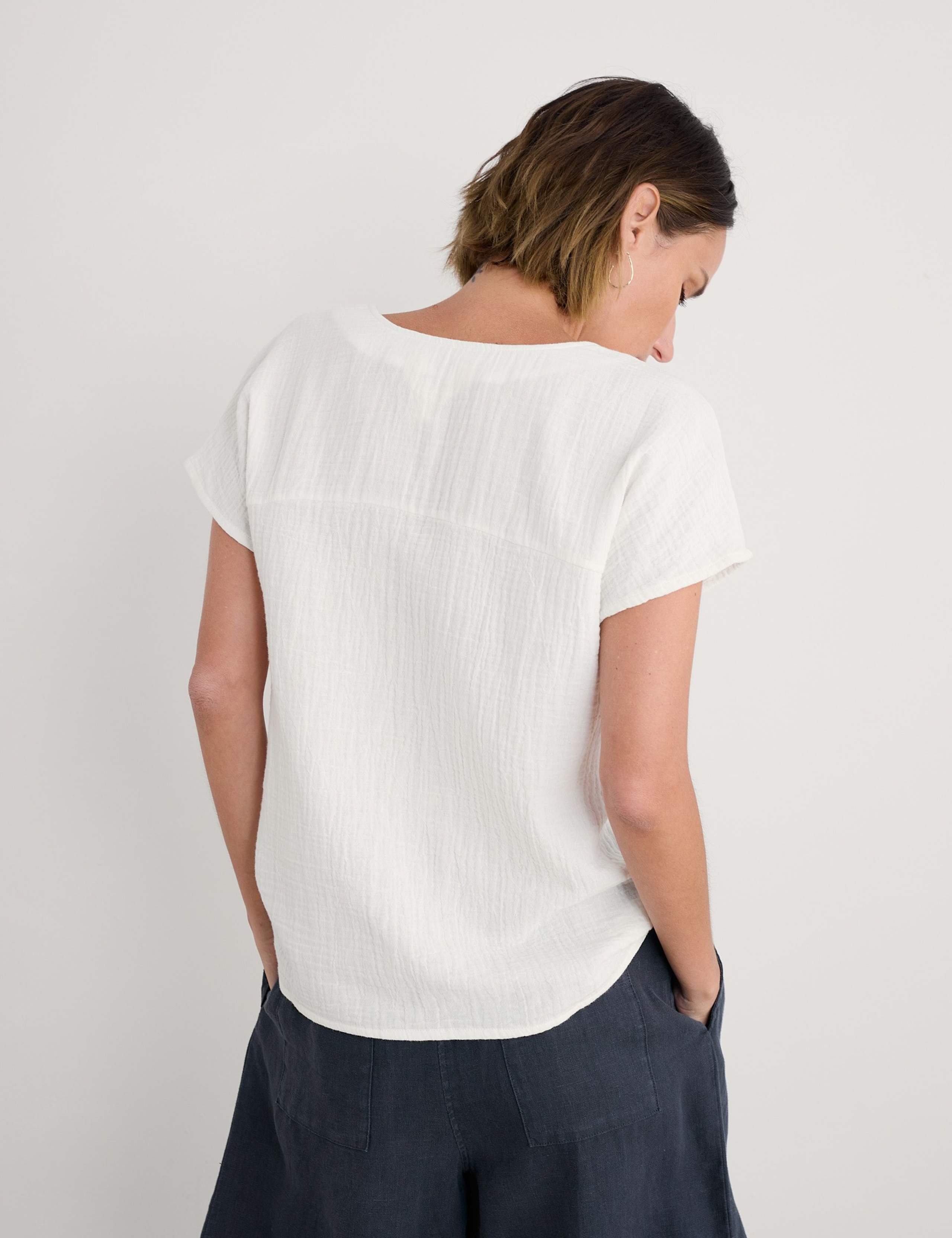 Pure Cotton Notch Neck Top 3 of 4