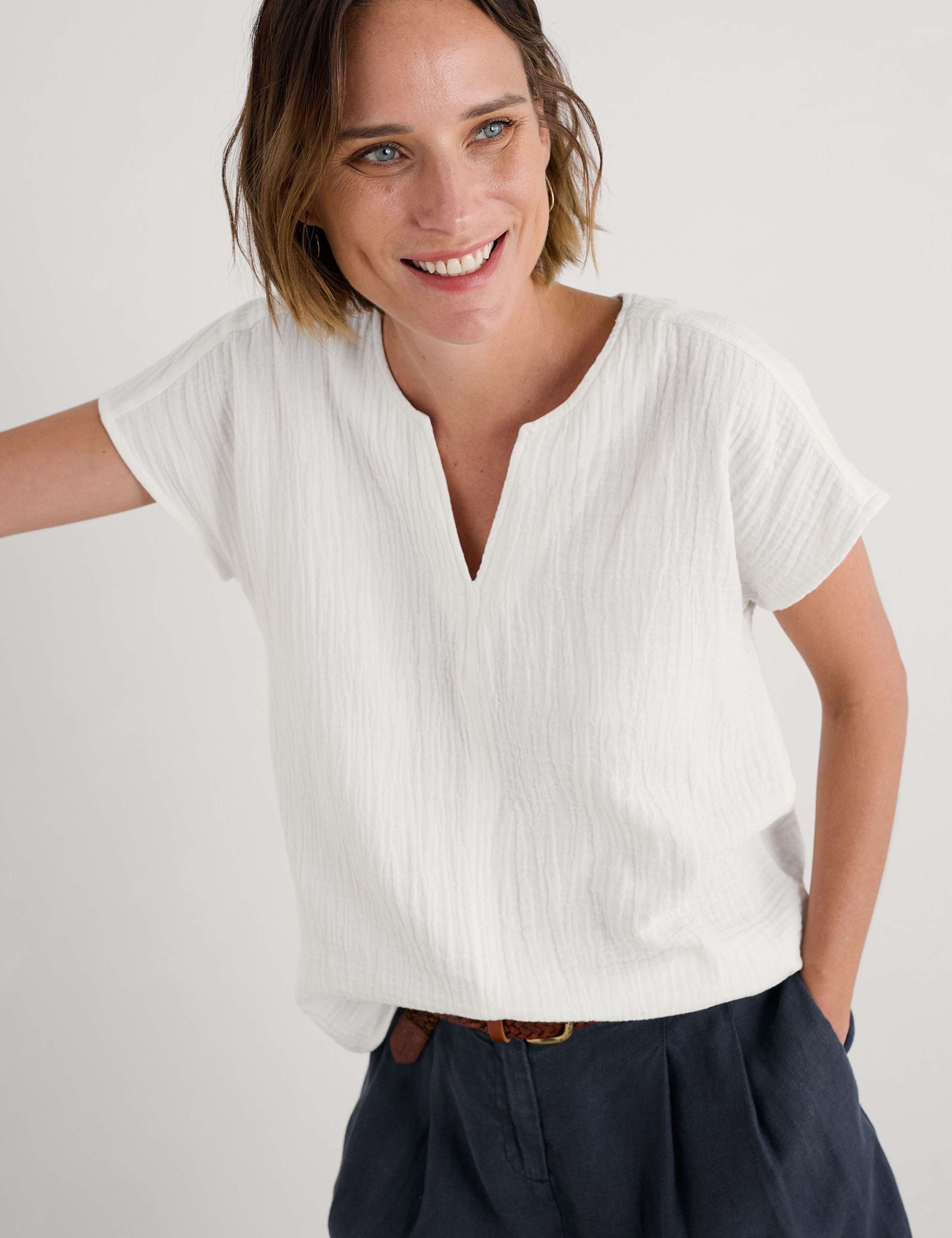 Pure Cotton Notch Neck Top 4 of 4