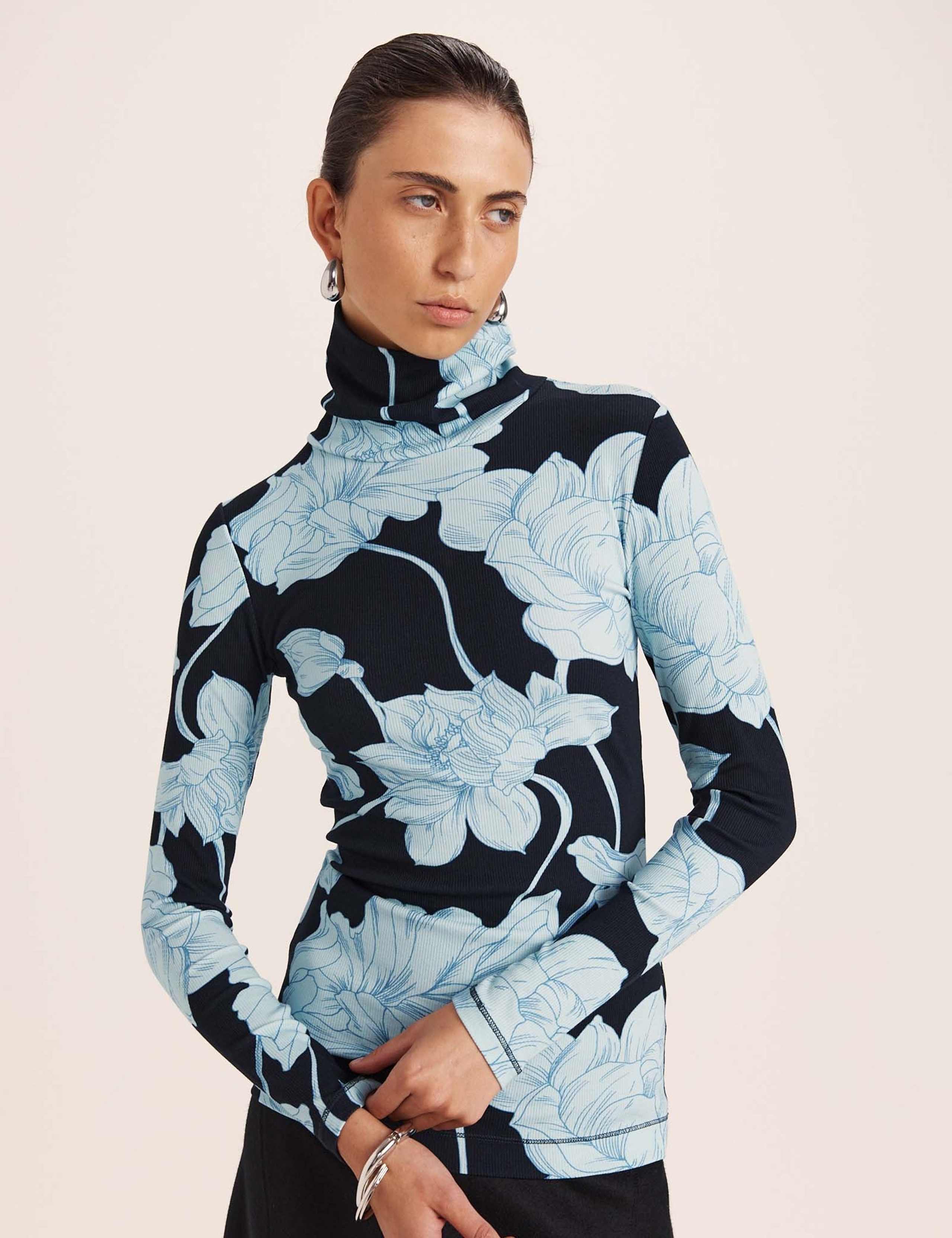 Floral Roll Neck Long Sleeve Top 1 of 7