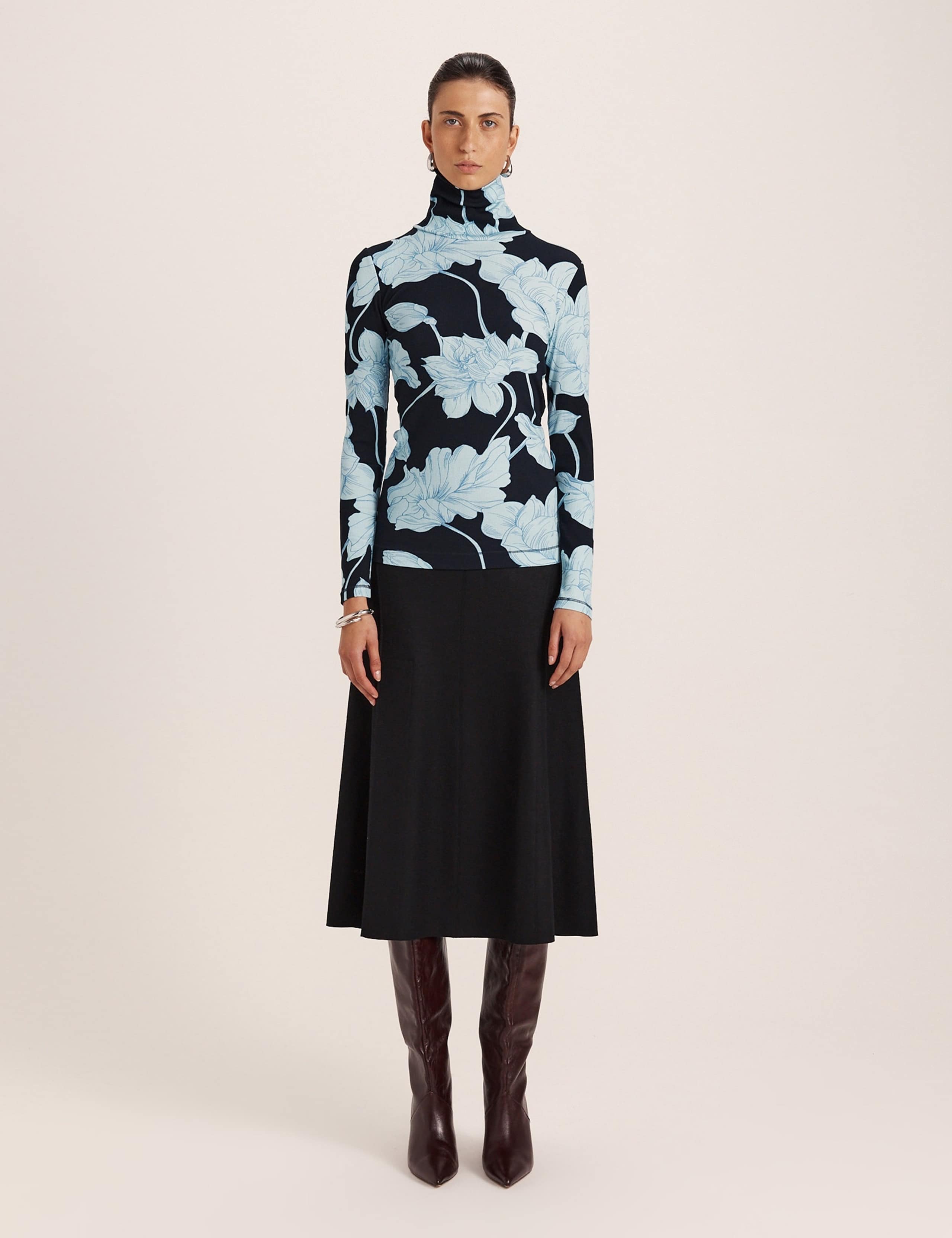 Floral Roll Neck Long Sleeve Top 3 of 7