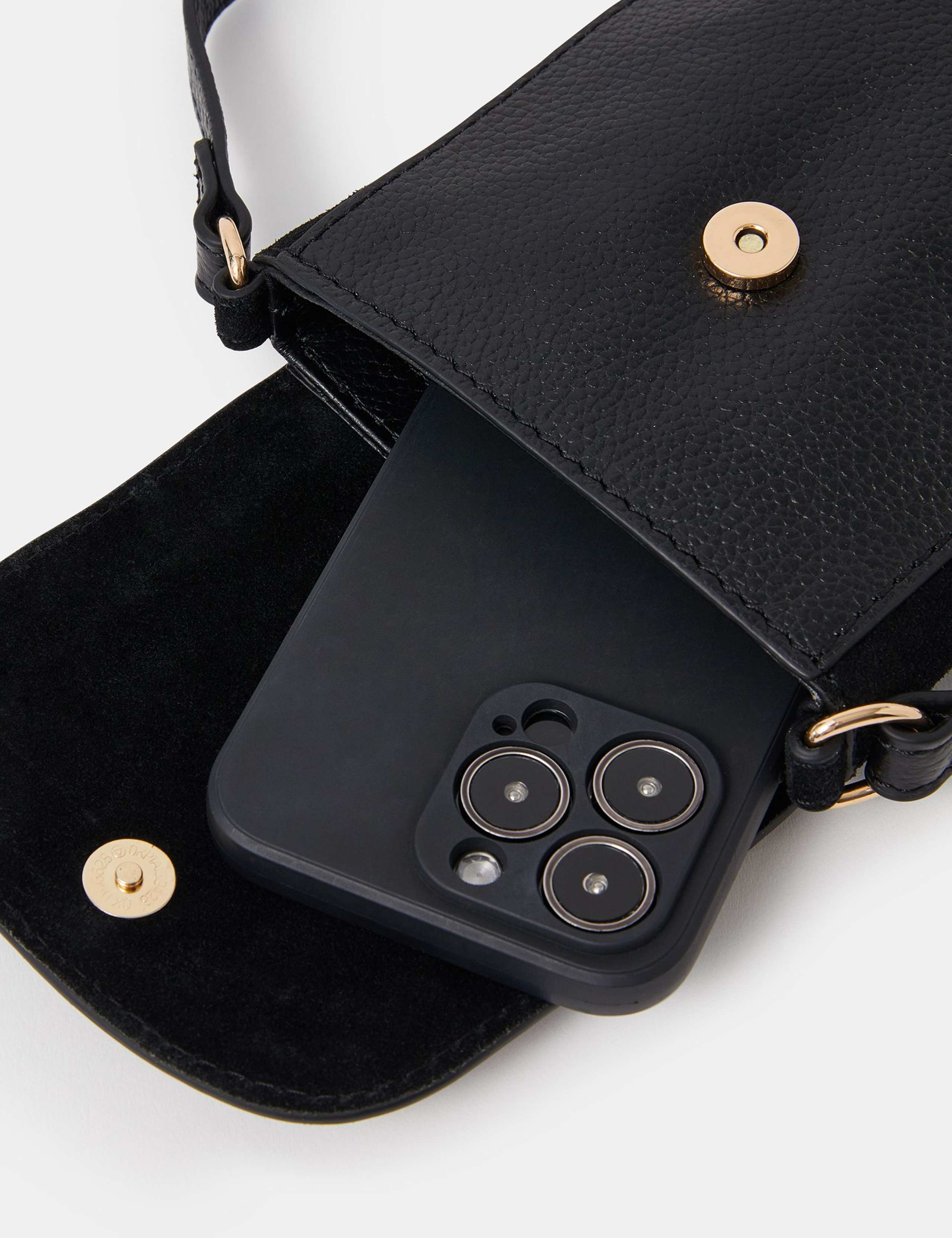 Leather and Suede Studded Phone Bag 3 of 4