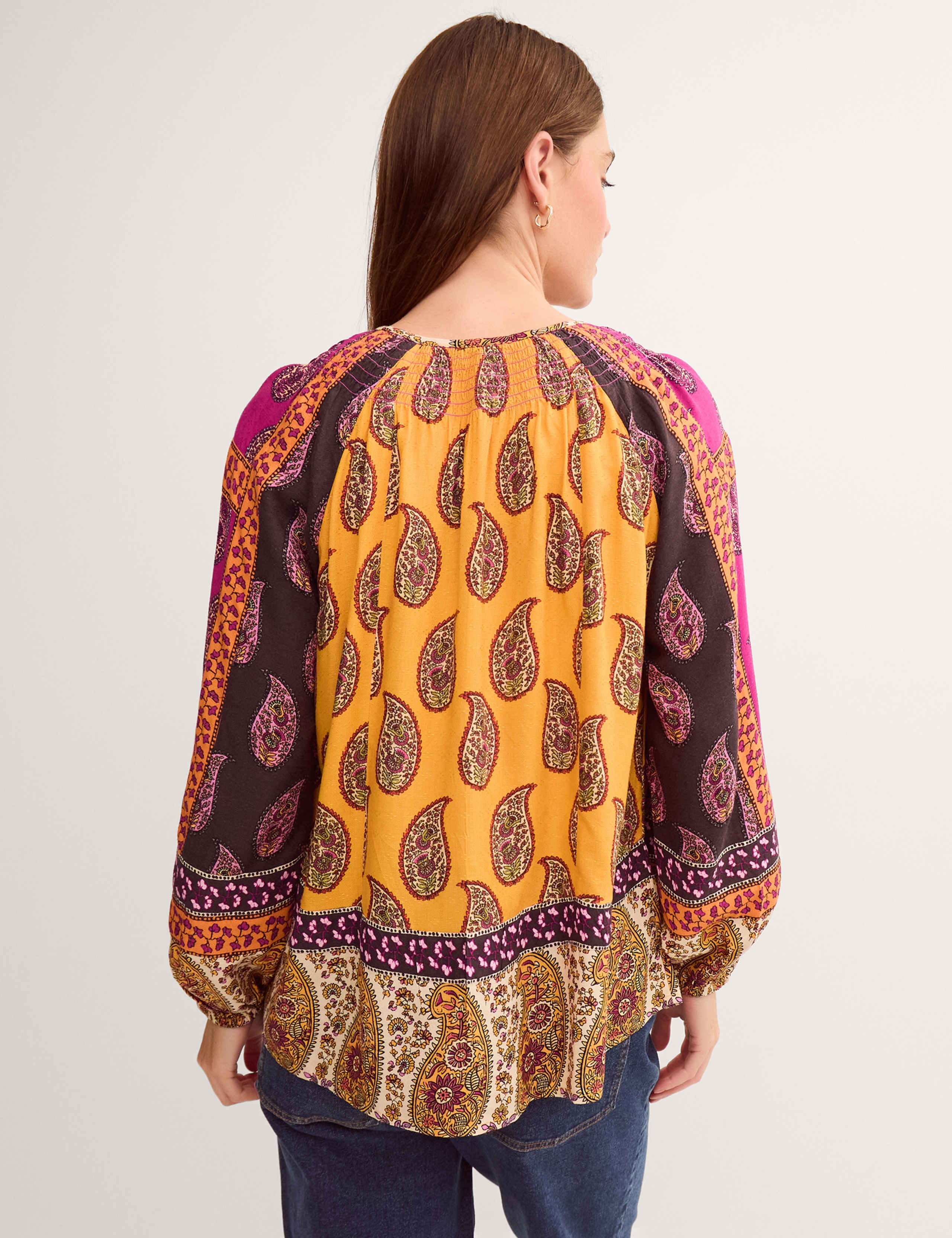 Paisley Smocked Blouson Sleeve Blouse 4 of 4