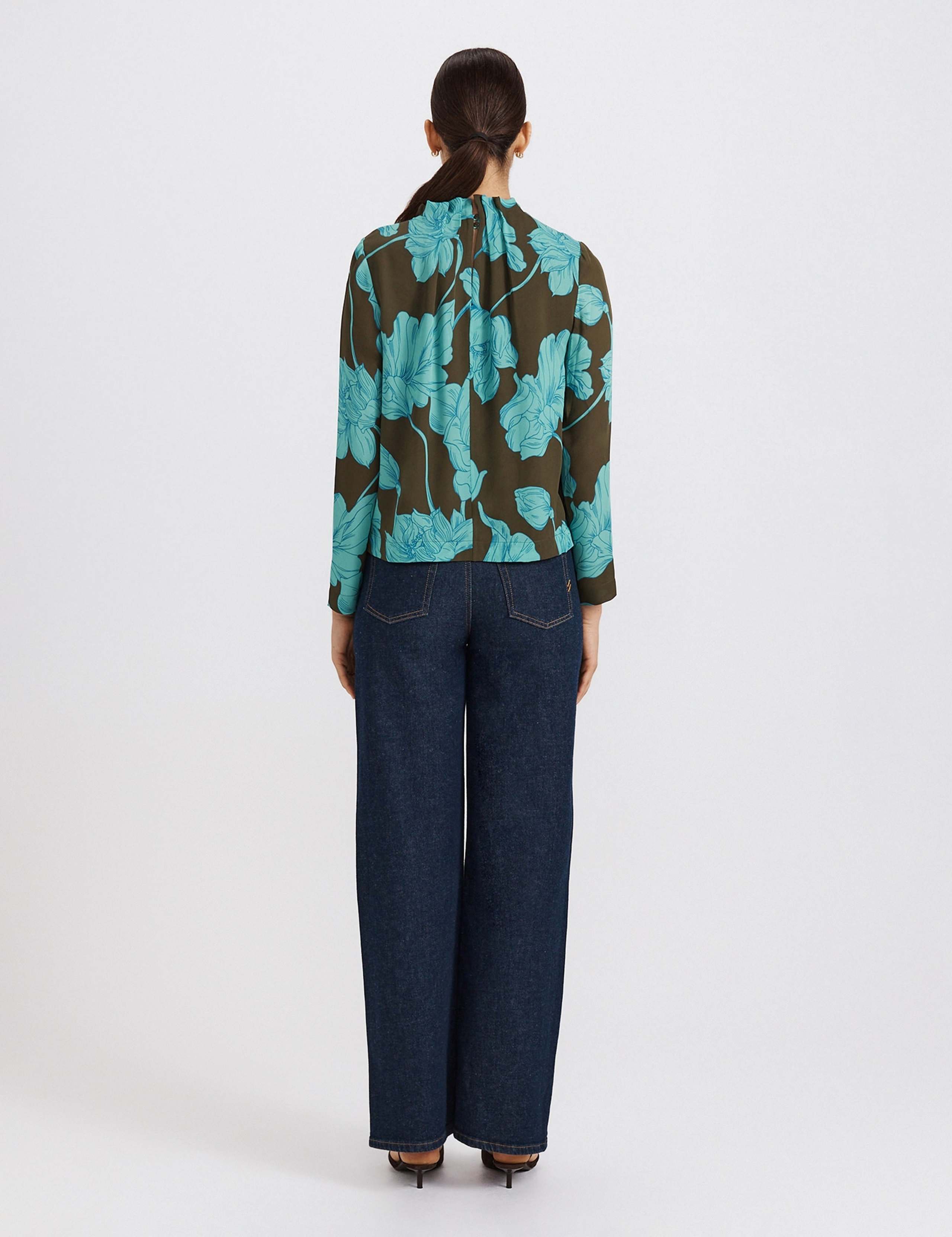 Floral High Neck Silk Blouse 4 of 4