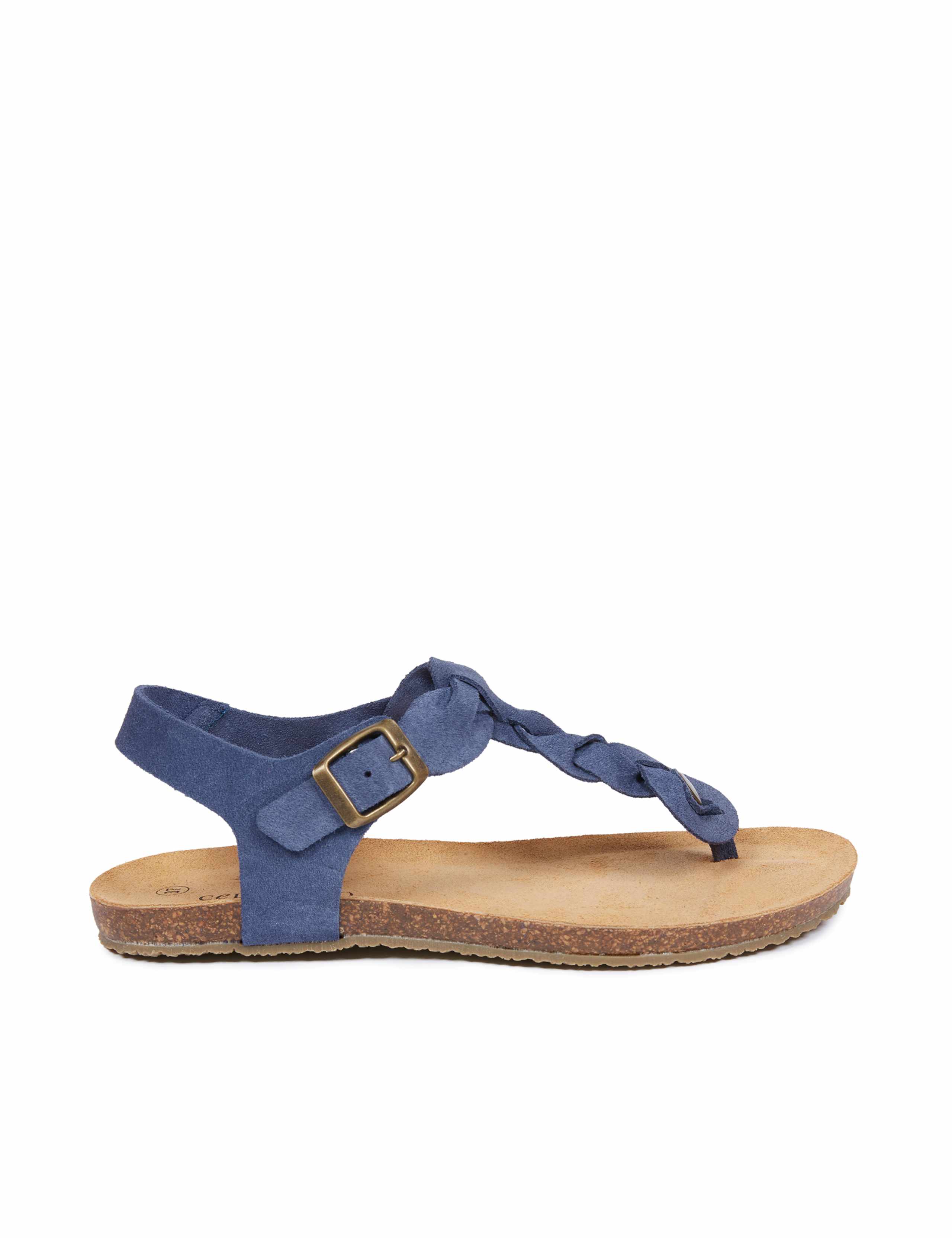 Suede Woven Ankle Strap Flat Sandals 3 of 7