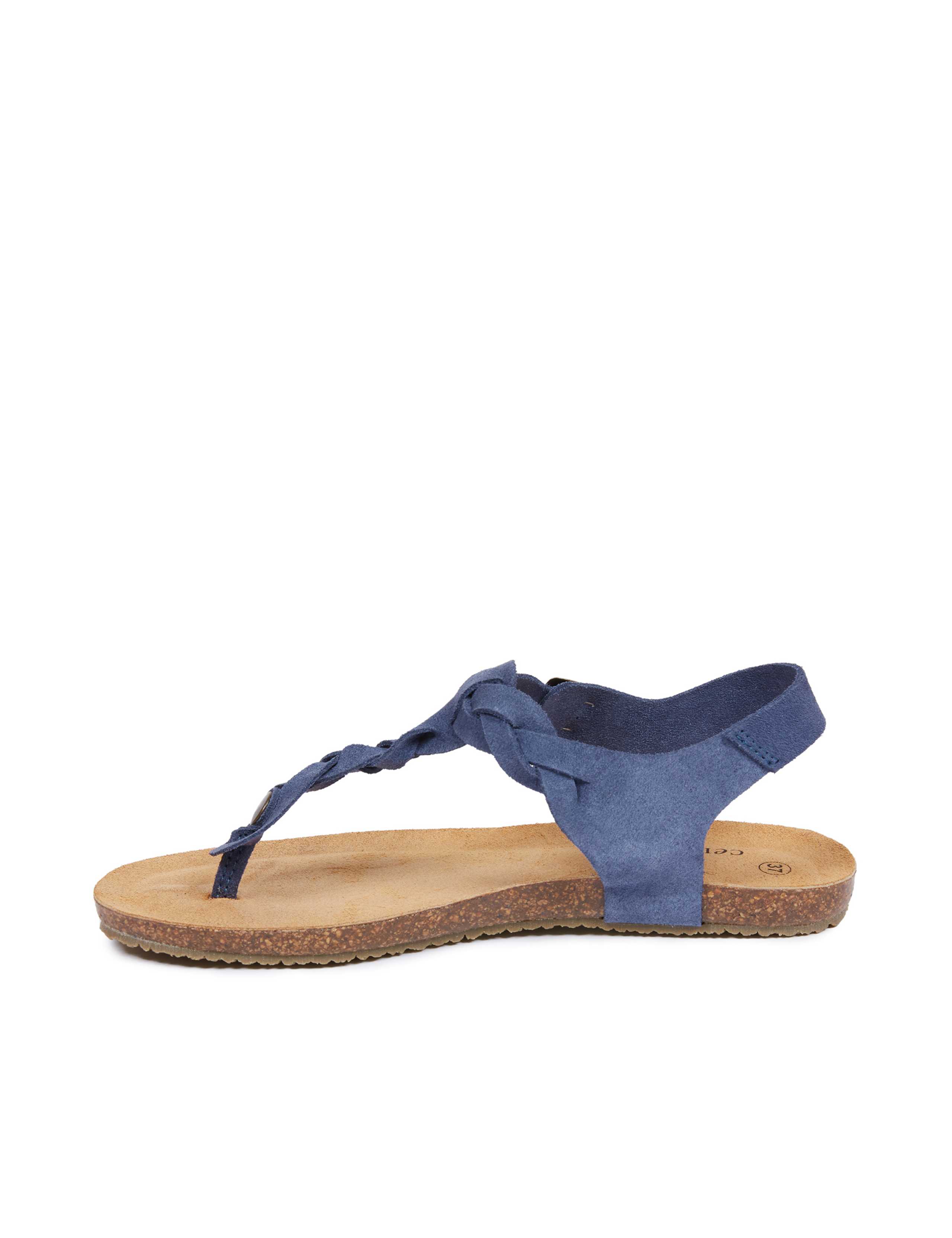 Suede Woven Ankle Strap Flat Sandals 5 of 7