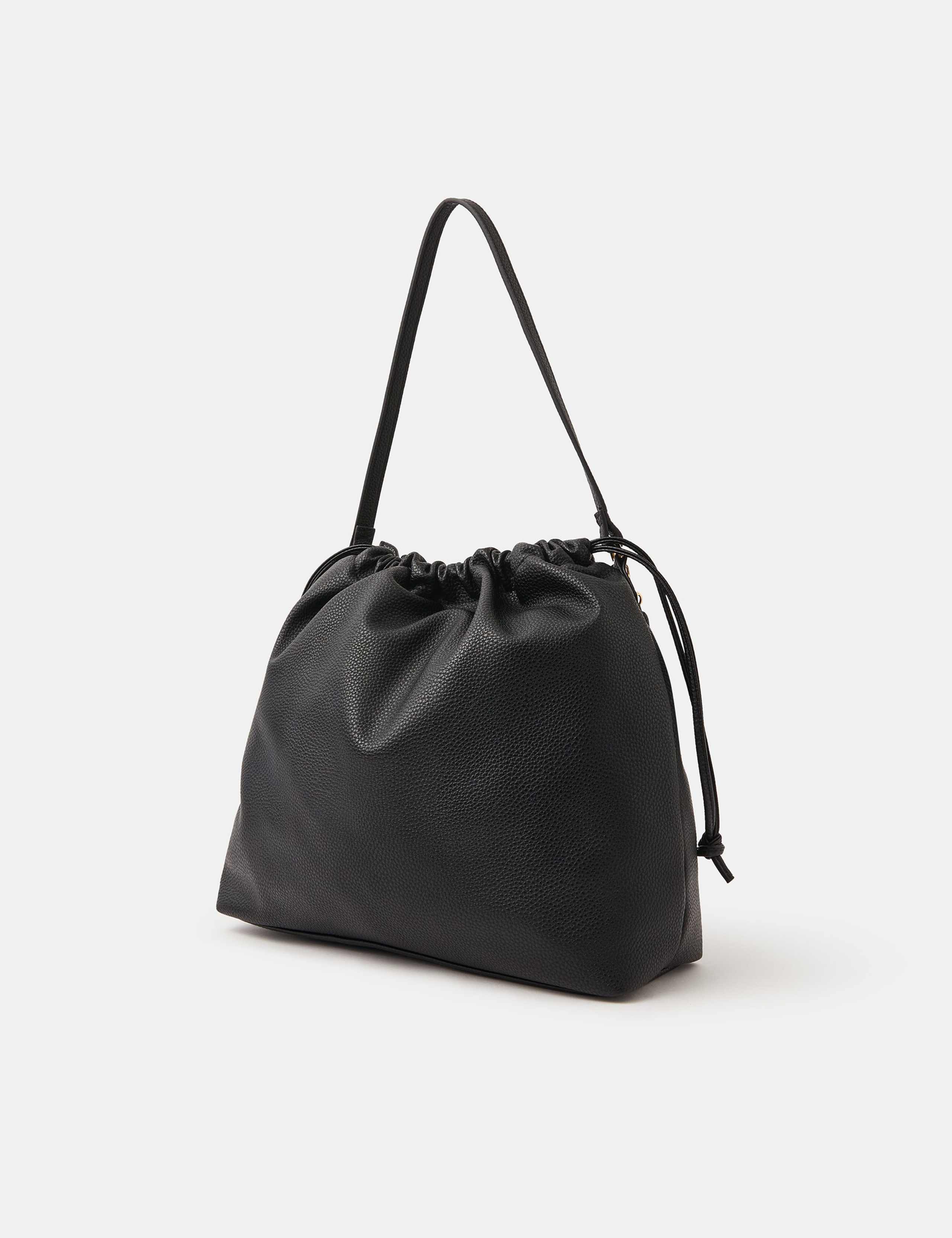 Faux Leather Drawstring Chain Strap Shoulder Bag 2 of 4
