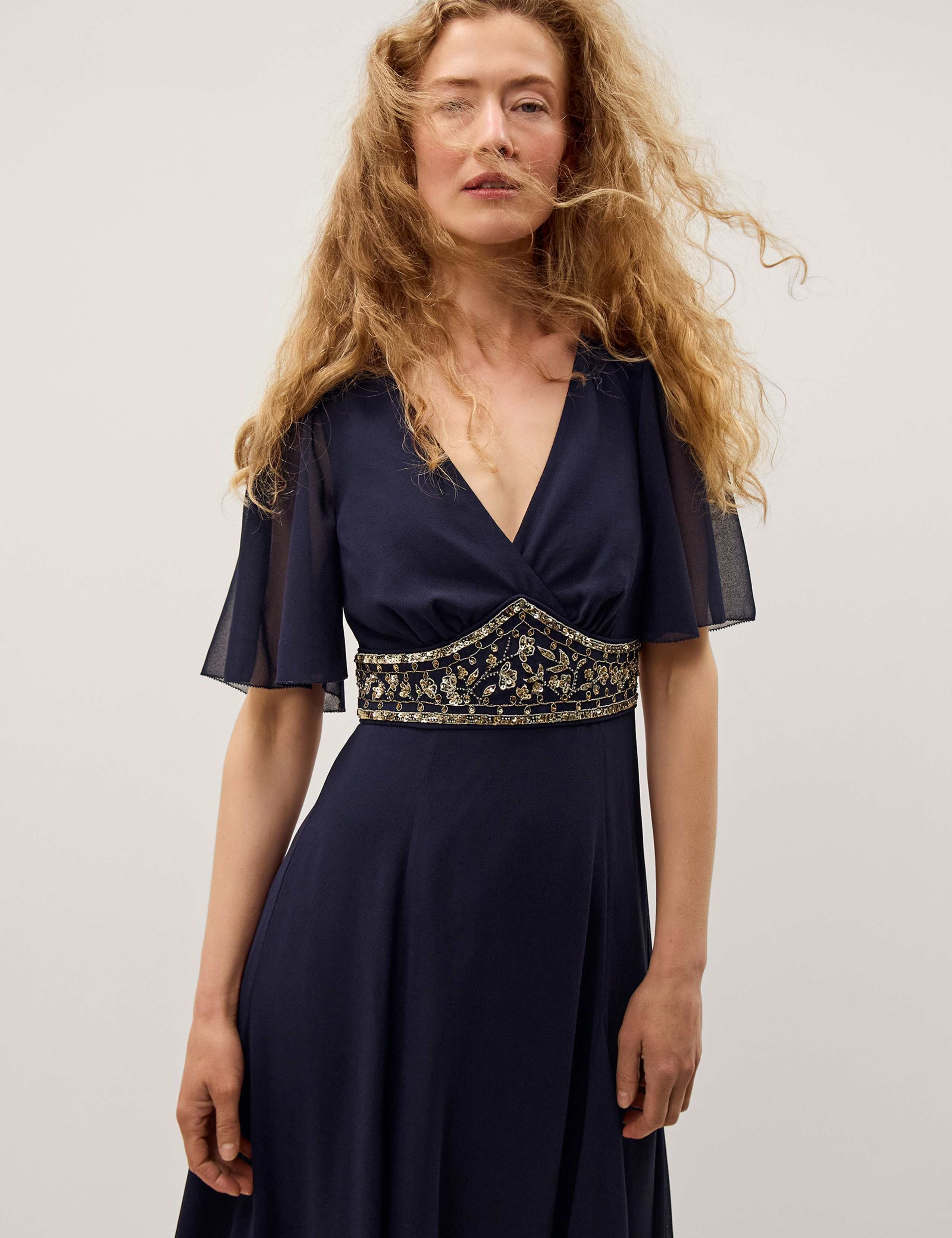 Embellished V-Neck Maxi Skater Dress 2 of 4