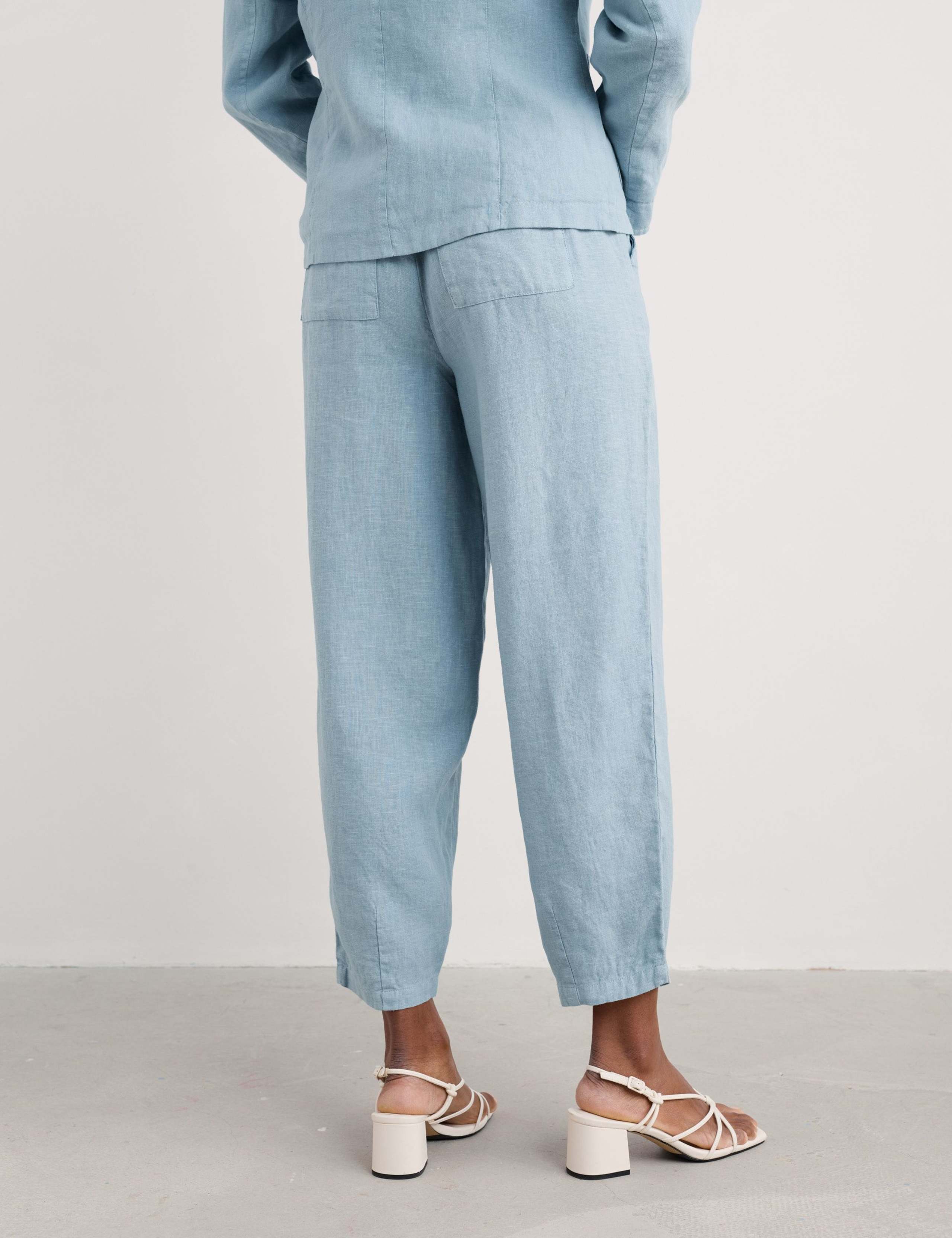 Pure Linen Tapered Ankle Grazer Trousers 3 of 4