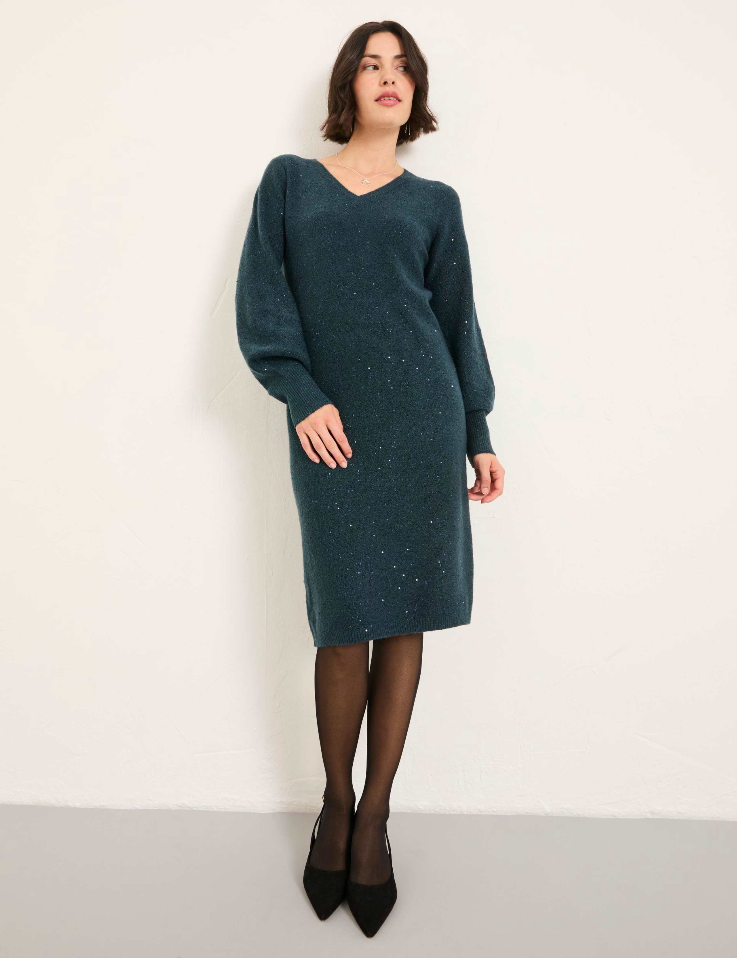 Sparkly Knee Length Jumper Dress 1 of 6