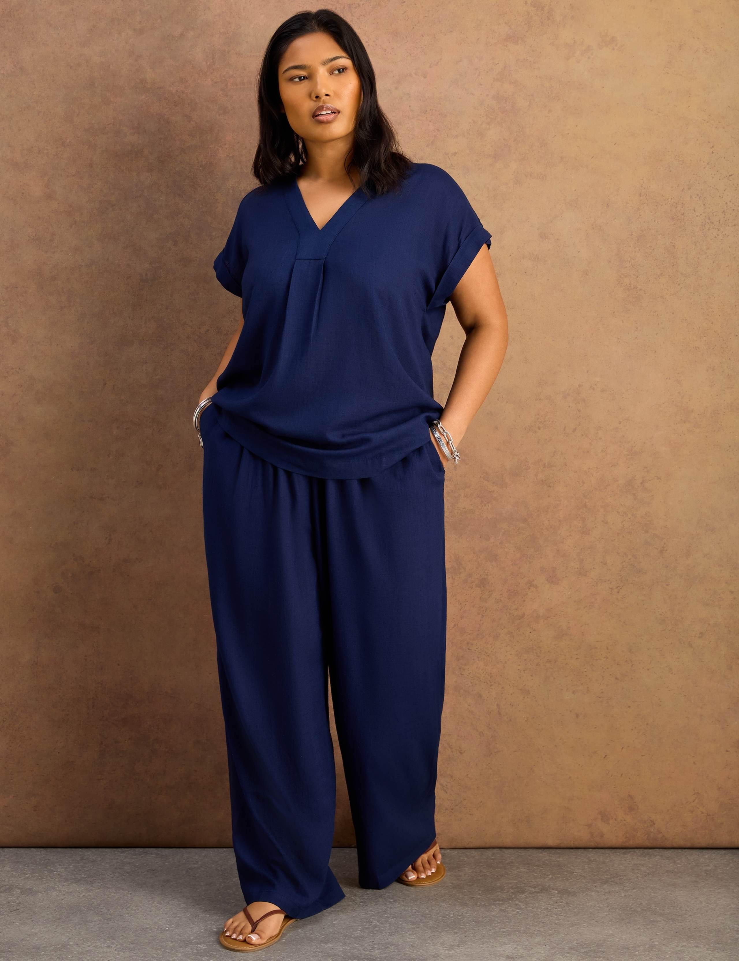 Linen Blend V-Neck Top 3 of 4