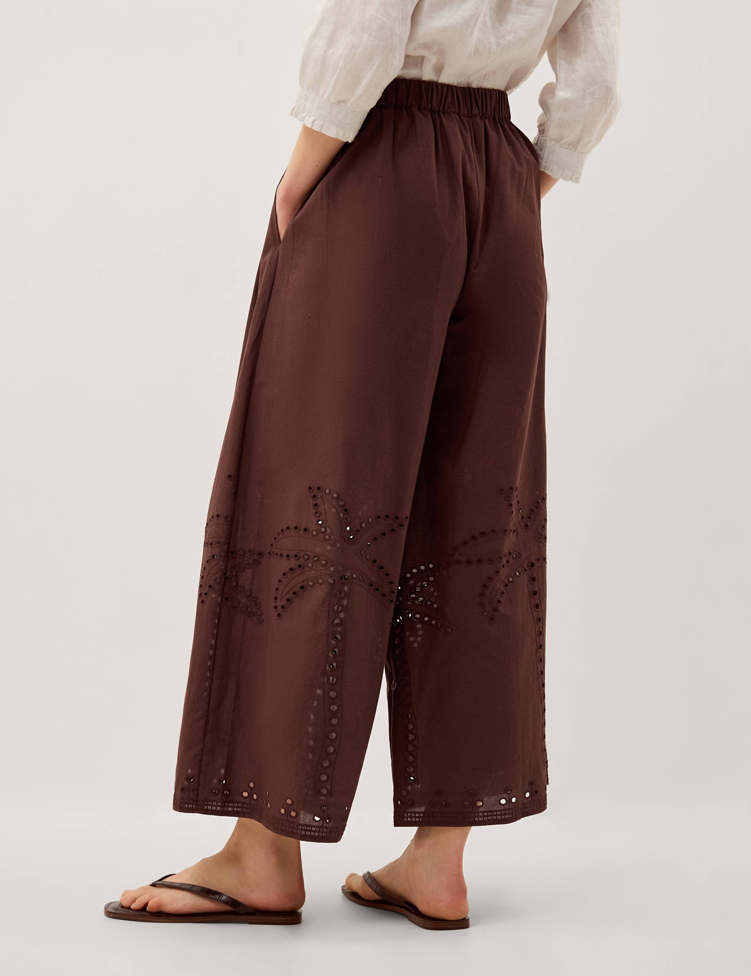 Pure Cotton Wide Leg Trousers 3 of 4