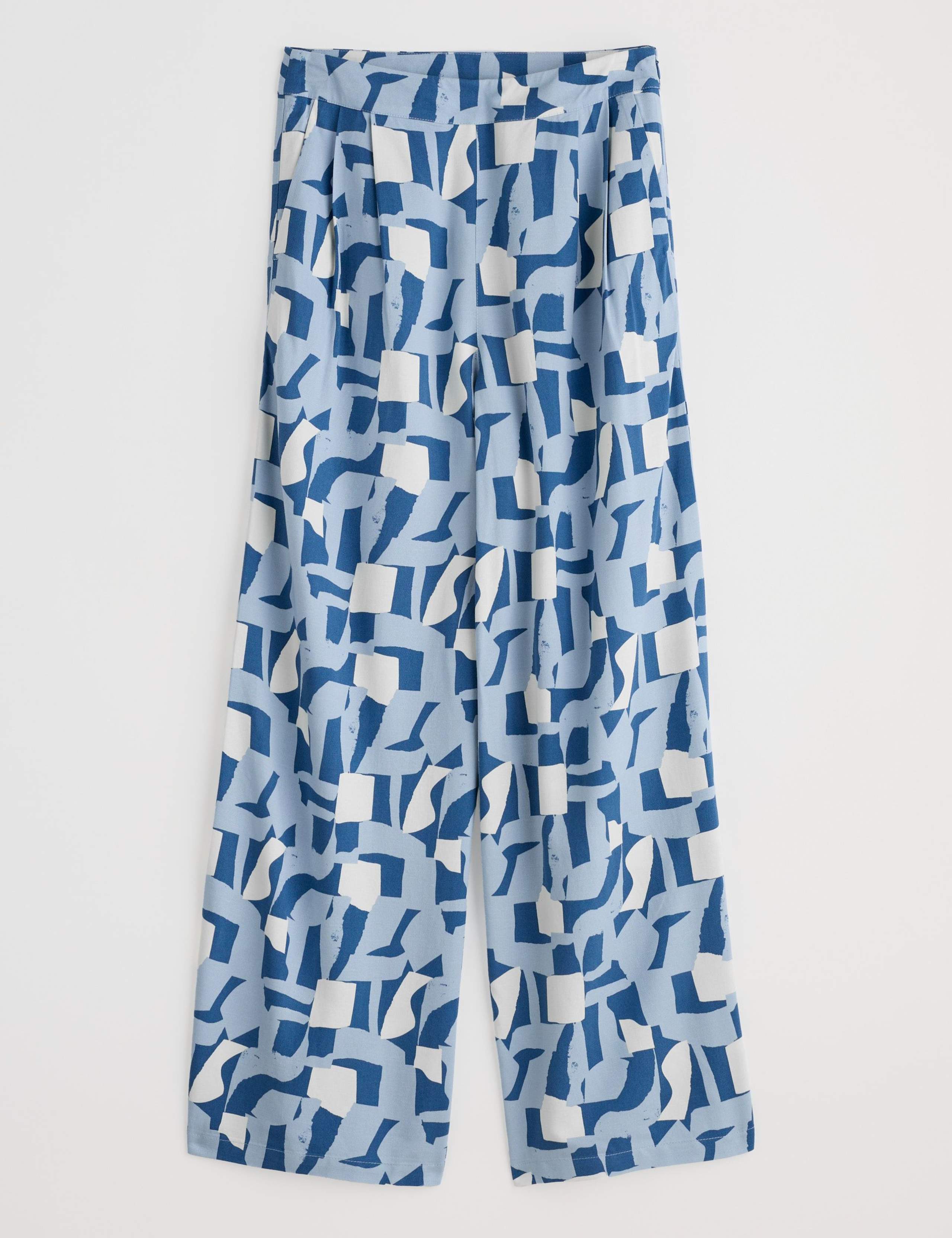 Printed Wide Leg Trousers with Linen 2 of 3