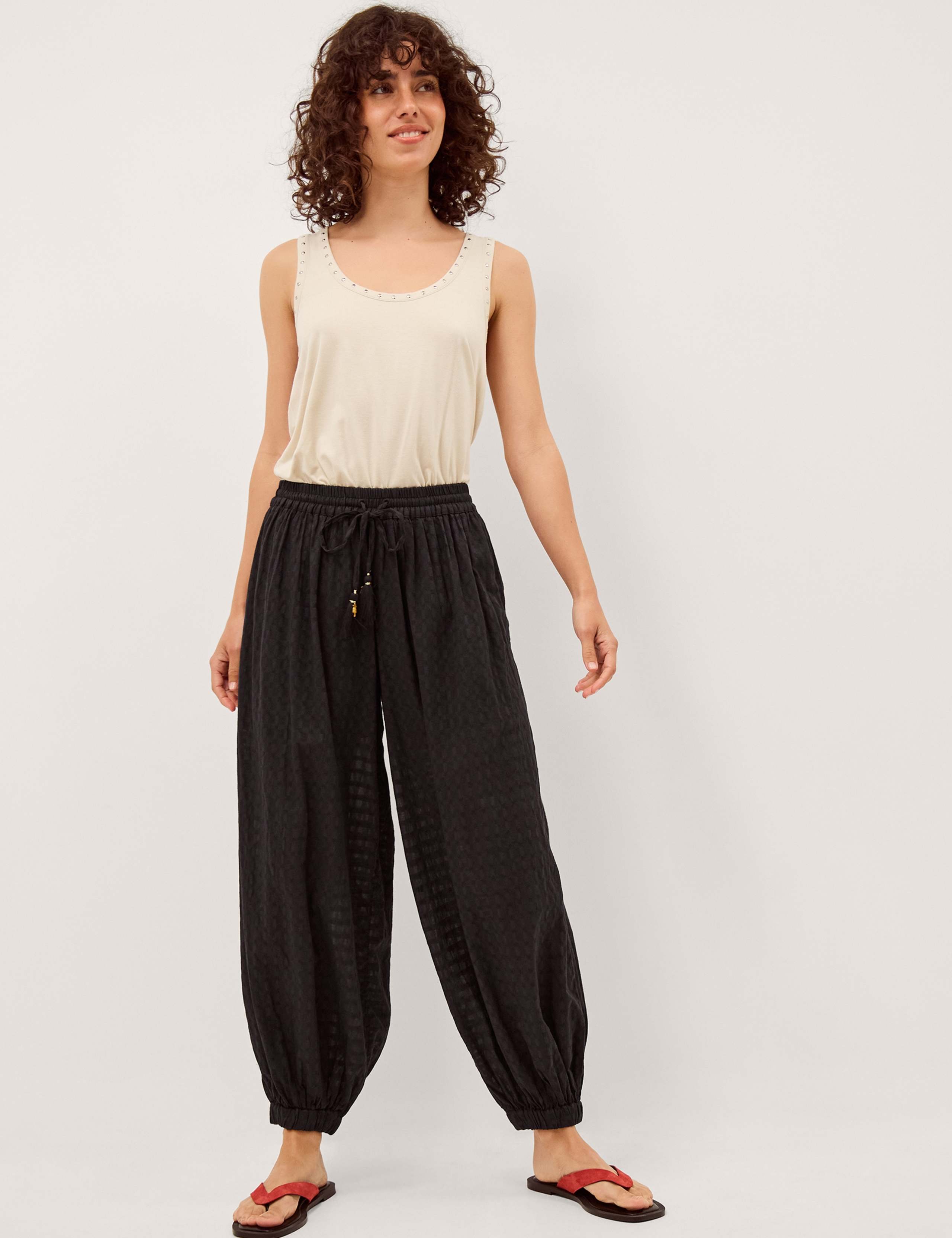Pure Cotton Textured Balloon Trousers 2 of 5