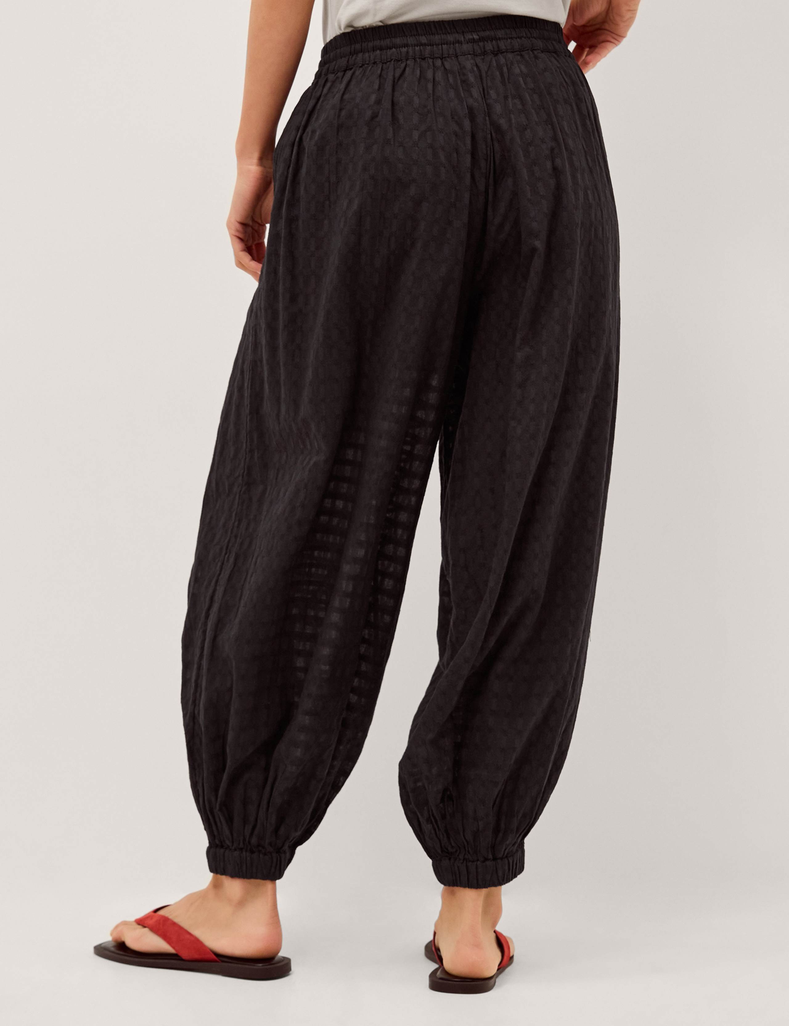 Pure Cotton Textured Balloon Trousers 4 of 5