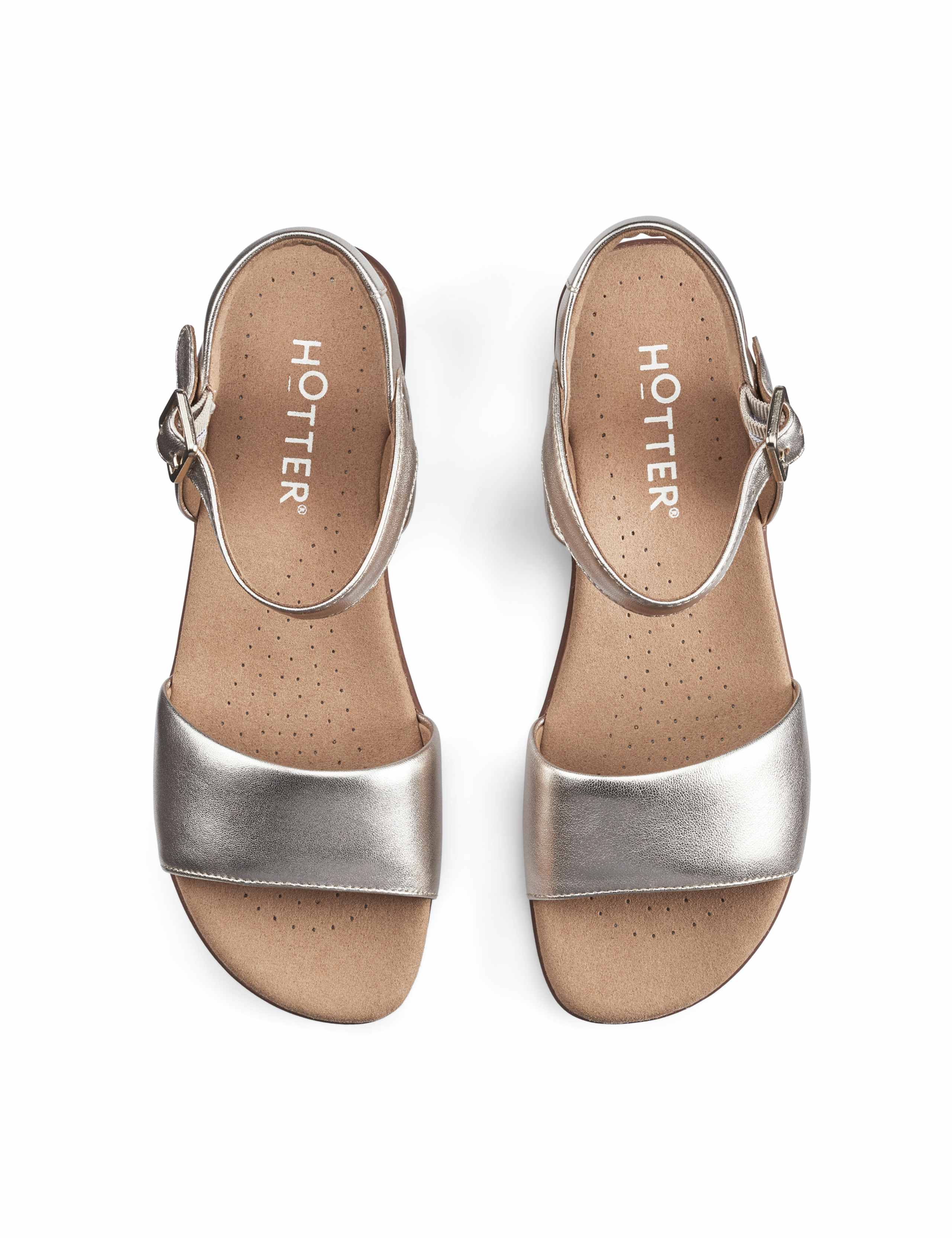 Wide Fit Leather Ankle Strap Flat Sandals 2 of 4