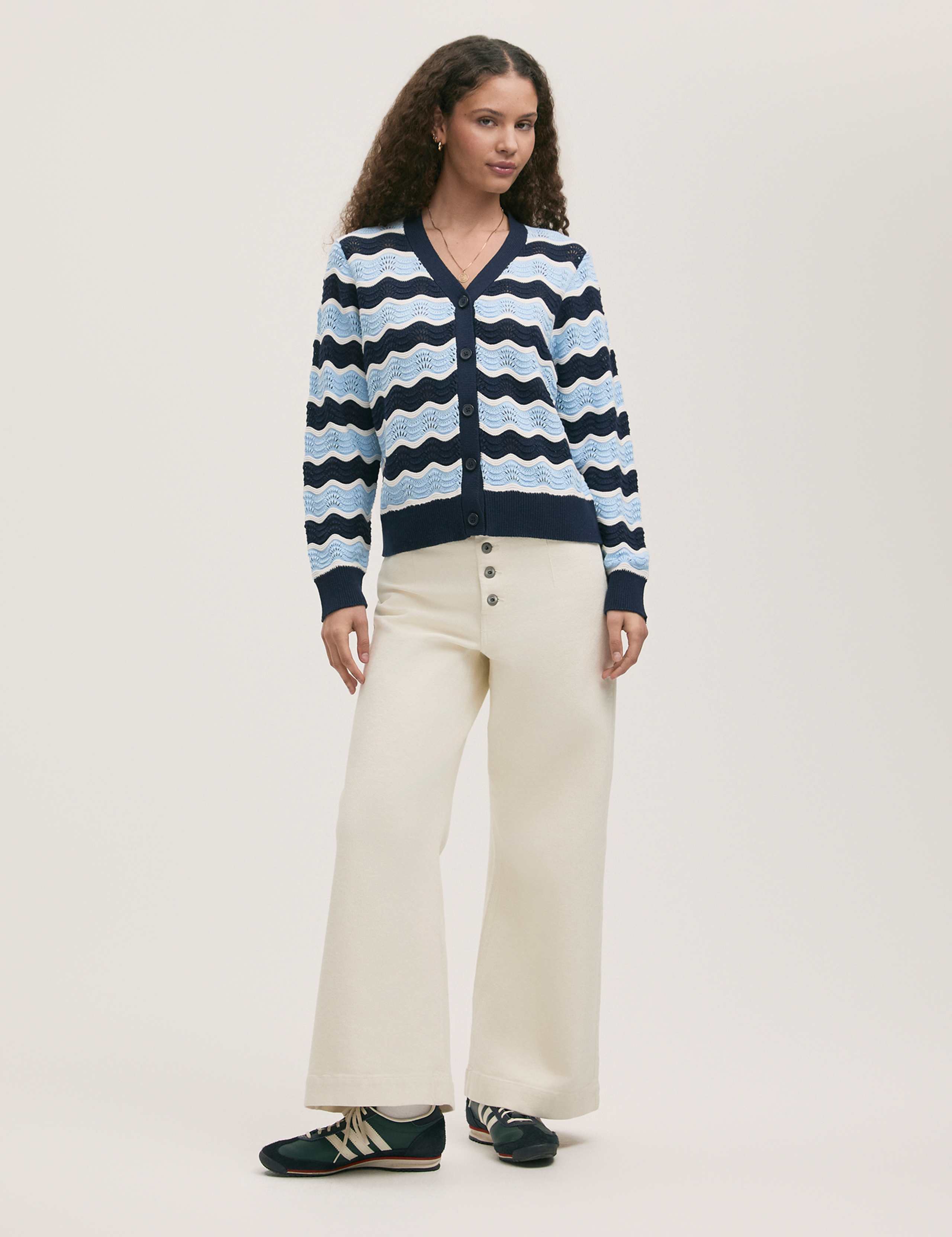 Pure Cotton Striped V-Neck Cardigan 2 of 4